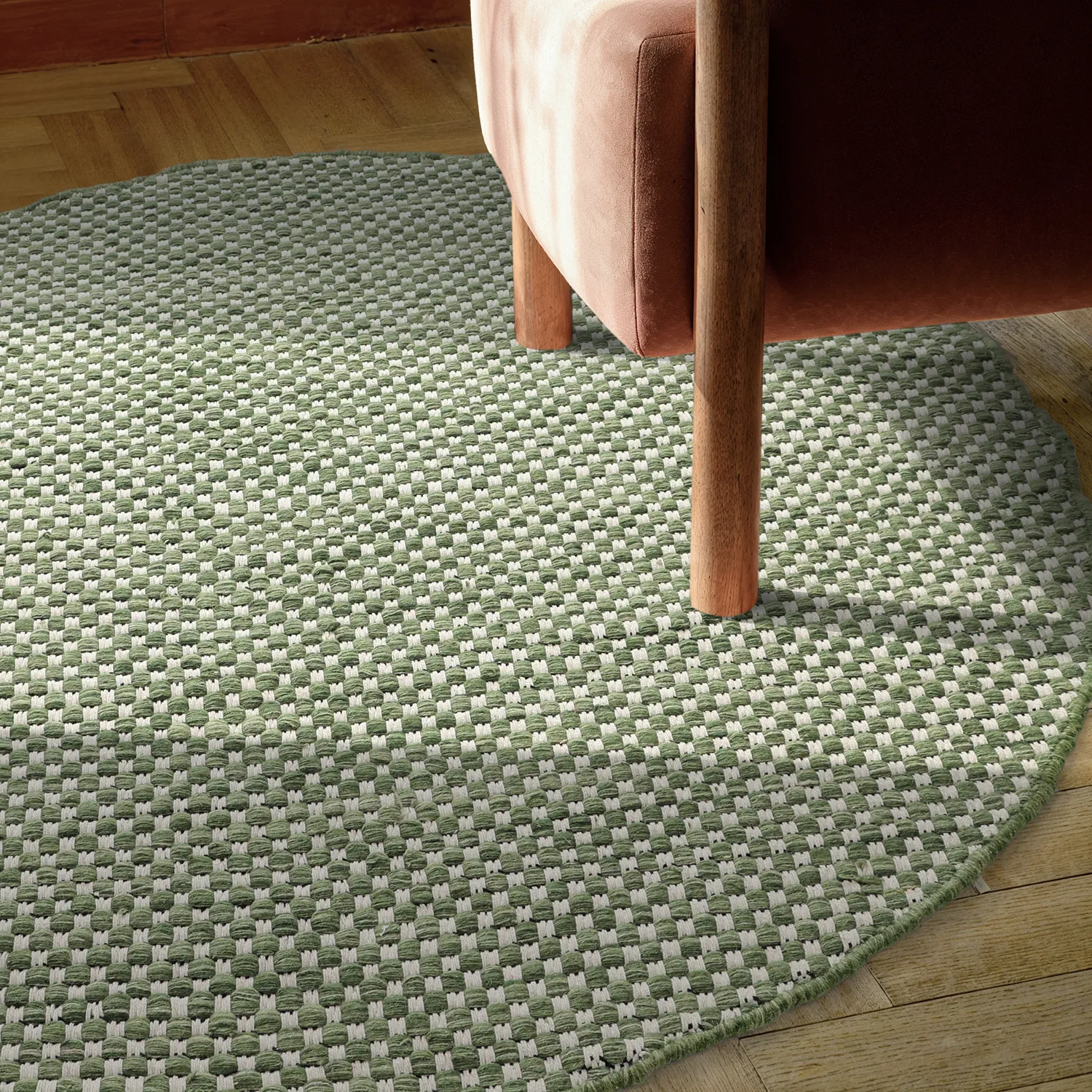 Rond vloerkleed - Ovelia (groen/wit)