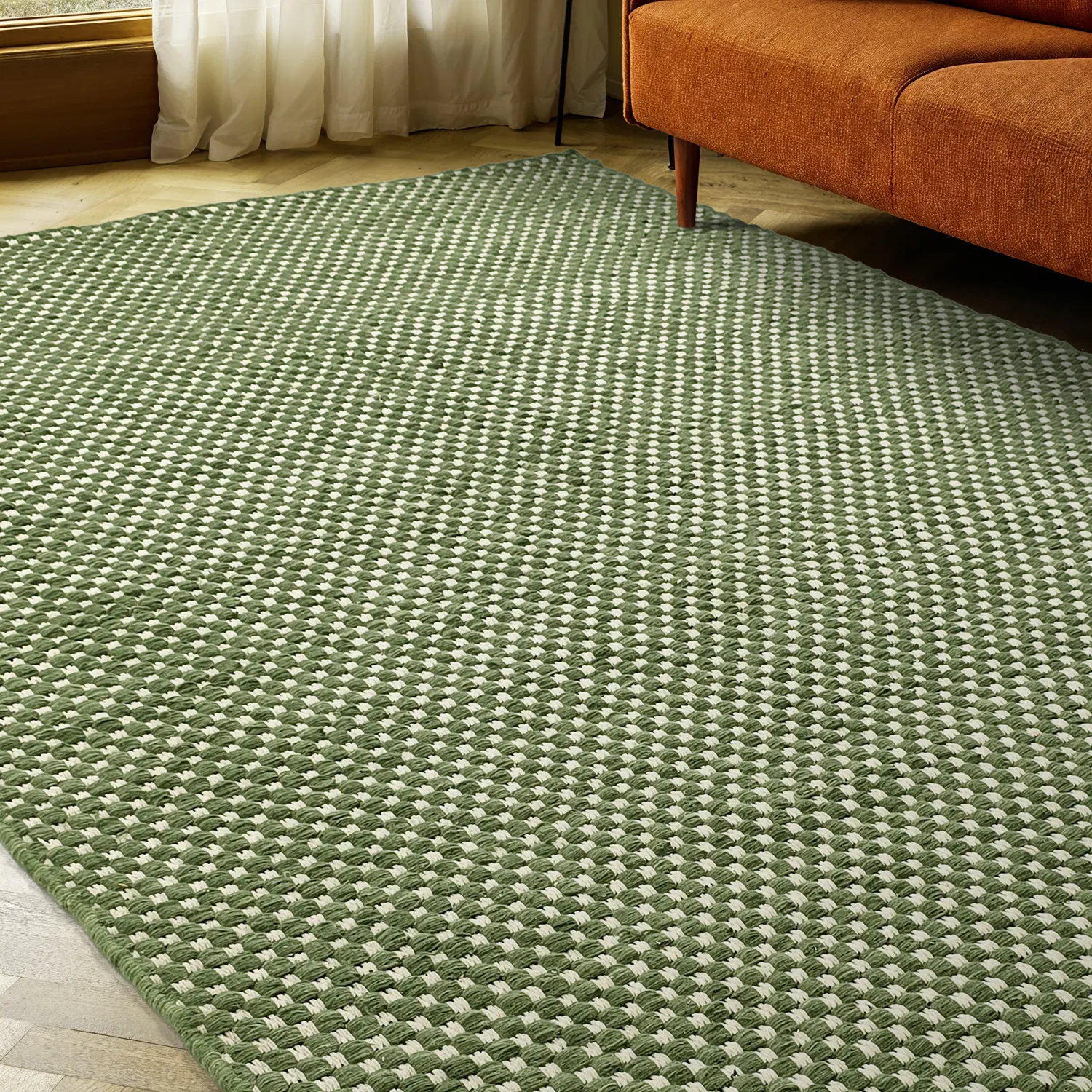 Wollen-vloerkleed - Ovelia (groen/wit)
