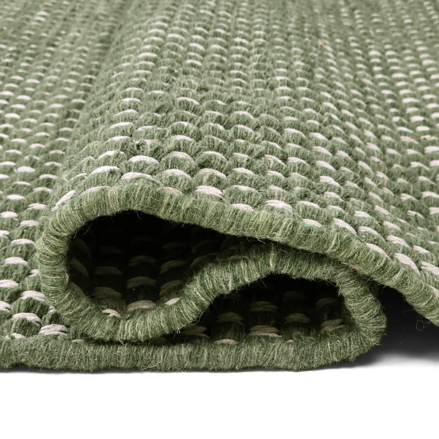 Wollen-vloerkleed - Ovelia (groen/wit)