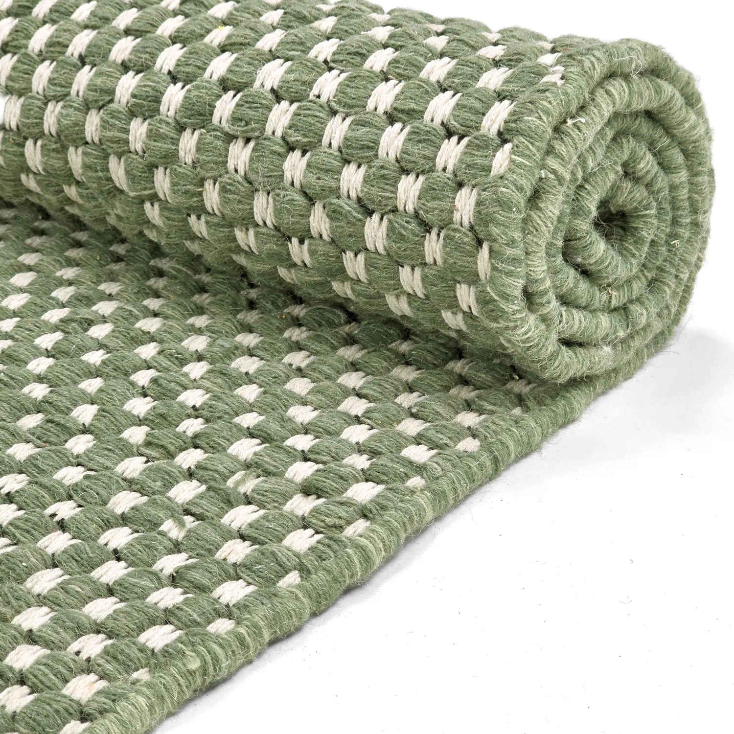 Wollen-vloerkleed - Ovelia (groen/wit)