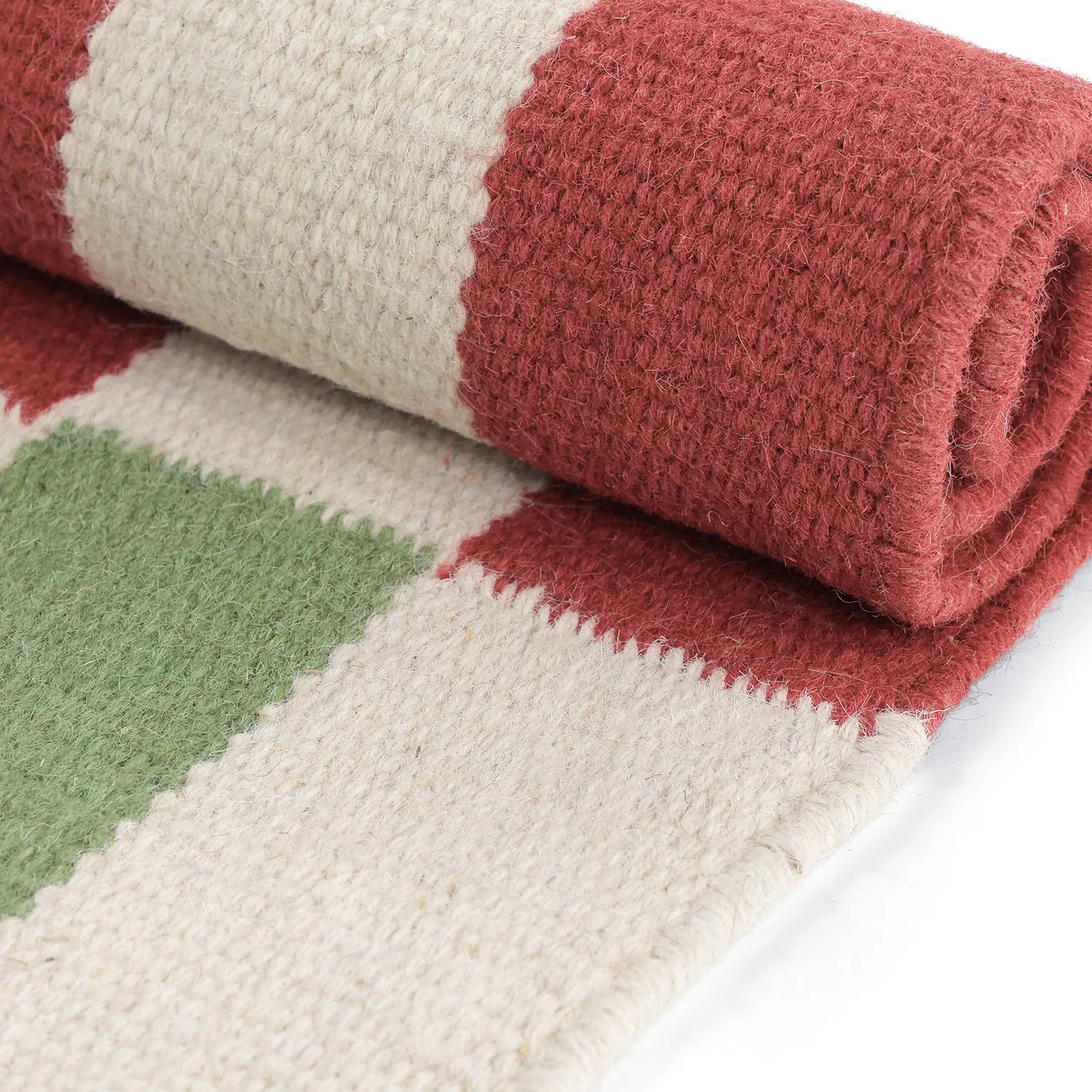 Wollen-vloerkleed - Peniche (crème/groen/rood)