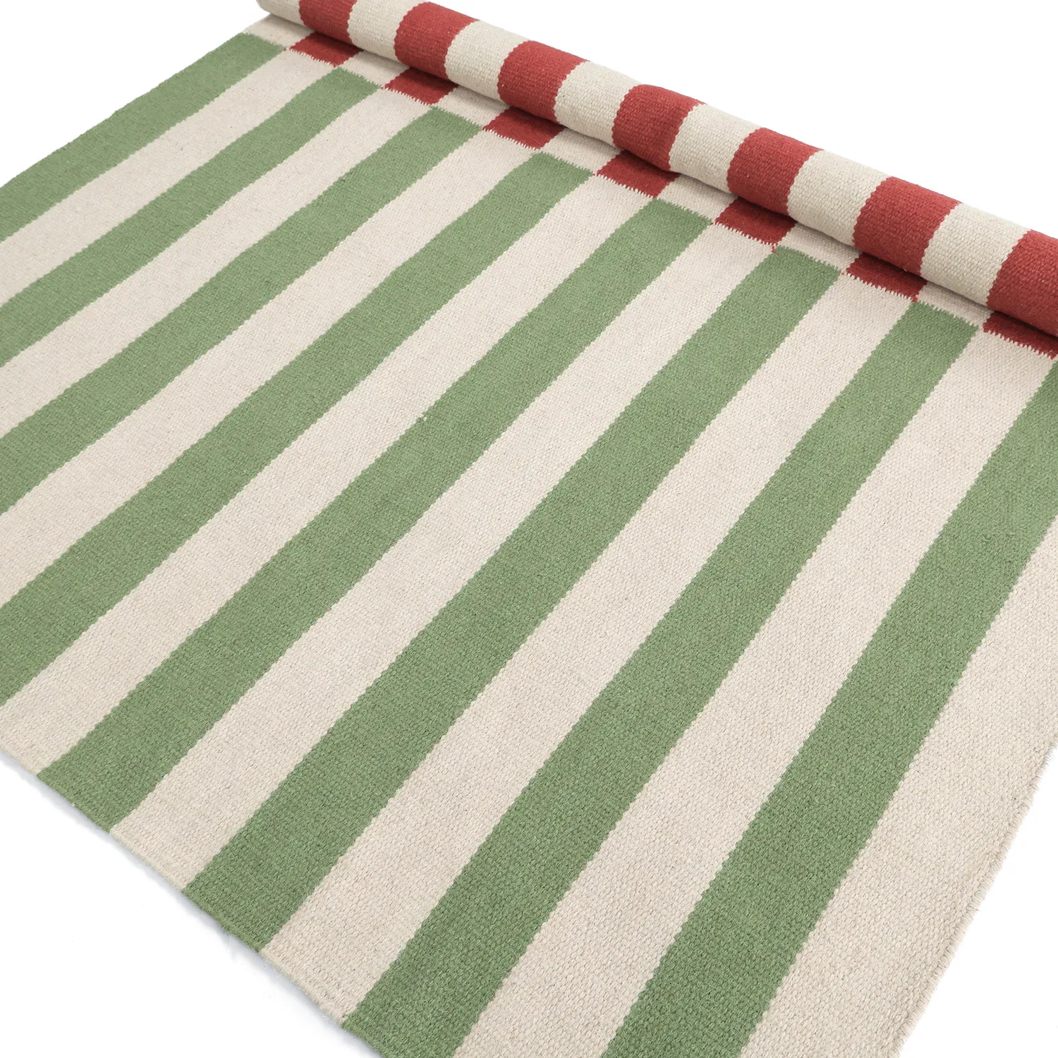 Wollen-vloerkleed - Peniche (crème/groen/rood)