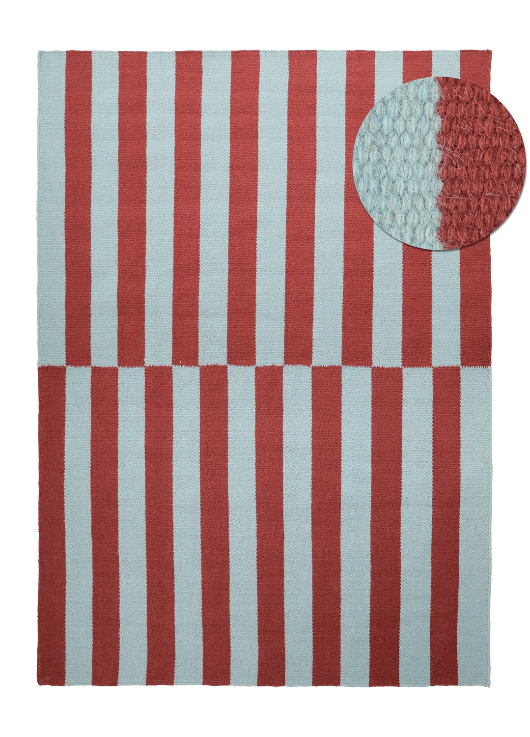 Wollen-vloerkleed - Peniche (lichtblauw/rood)