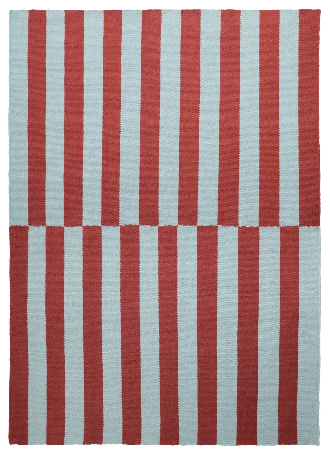 Wollen-vloerkleed - Peniche (lichtblauw/rood)