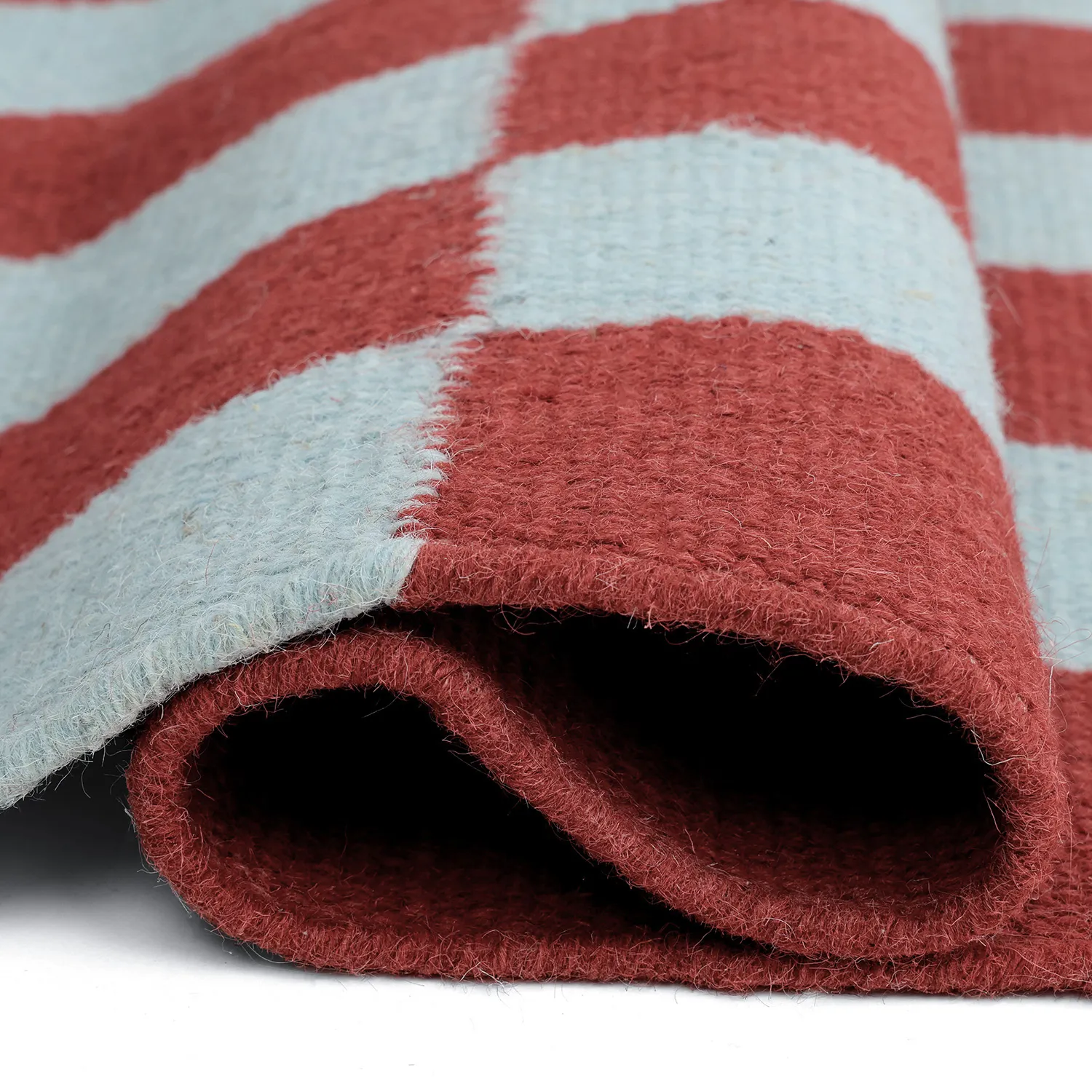 Wollen-vloerkleed - Peniche (lichtblauw/rood)