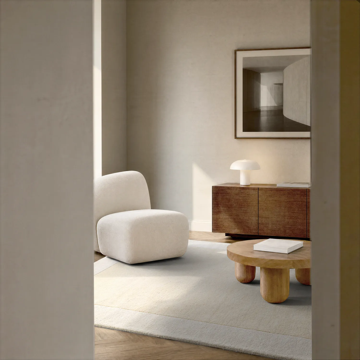 Wollen-vloerkleed - Puri Hand Tufted Wool Premium (crème/wit)