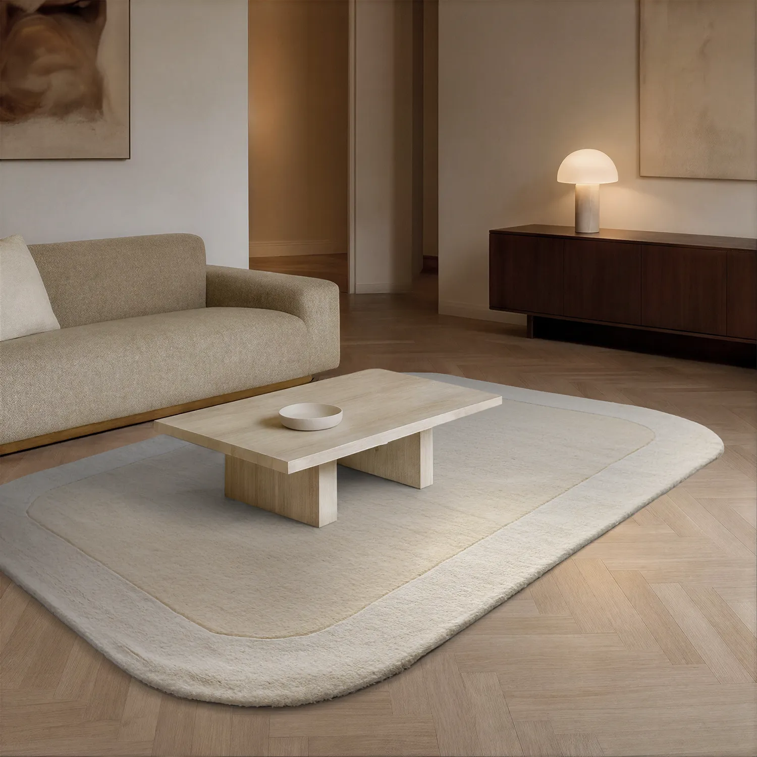 Wollen-vloerkleed - Puri Hand Tufted Wool Premium (crème/wit)