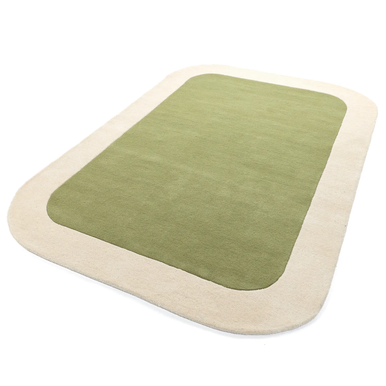 Wollen-vloerkleed - Puri Hand Tufted Wool Premium (groen/crème)