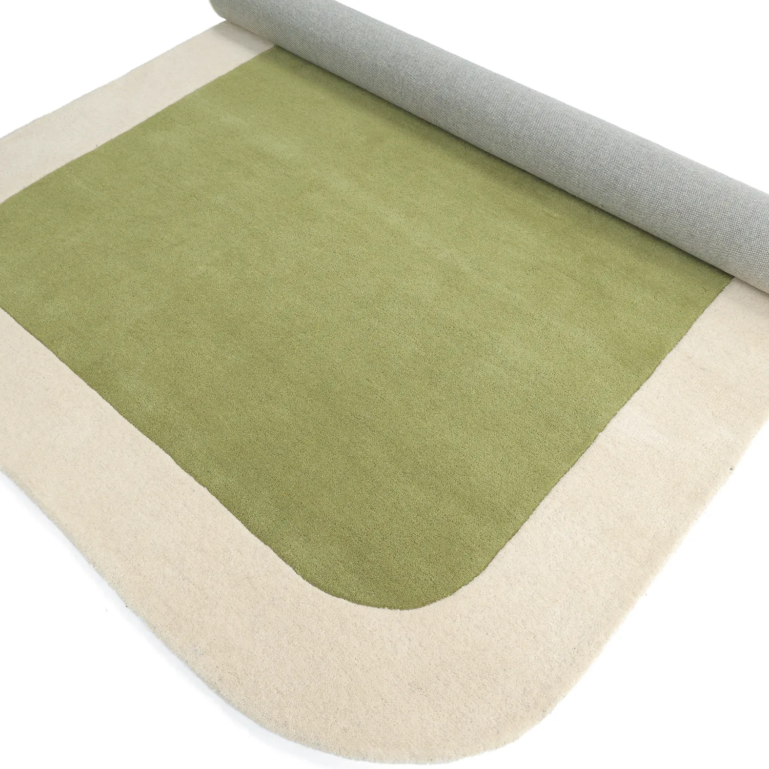 Wollen-vloerkleed - Puri Hand Tufted Wool Premium (groen/crème)