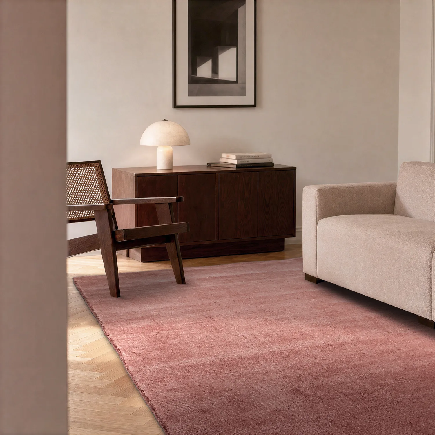Wollen-vloerkleed - Rozel Handloom Wool Premium (stofrood)
