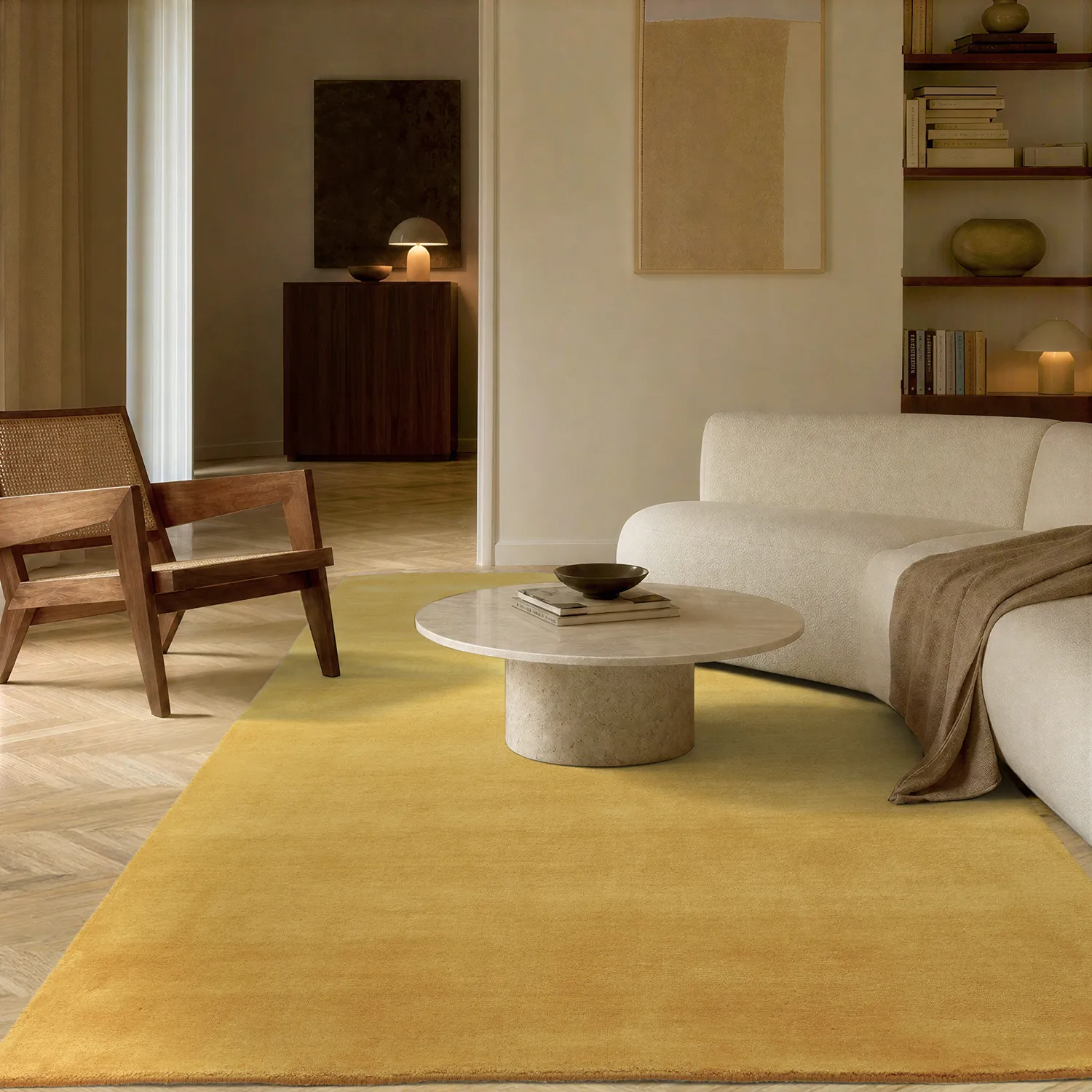 Wollen-vloerkleed - Rozel Handloom Wool Premium (oker)