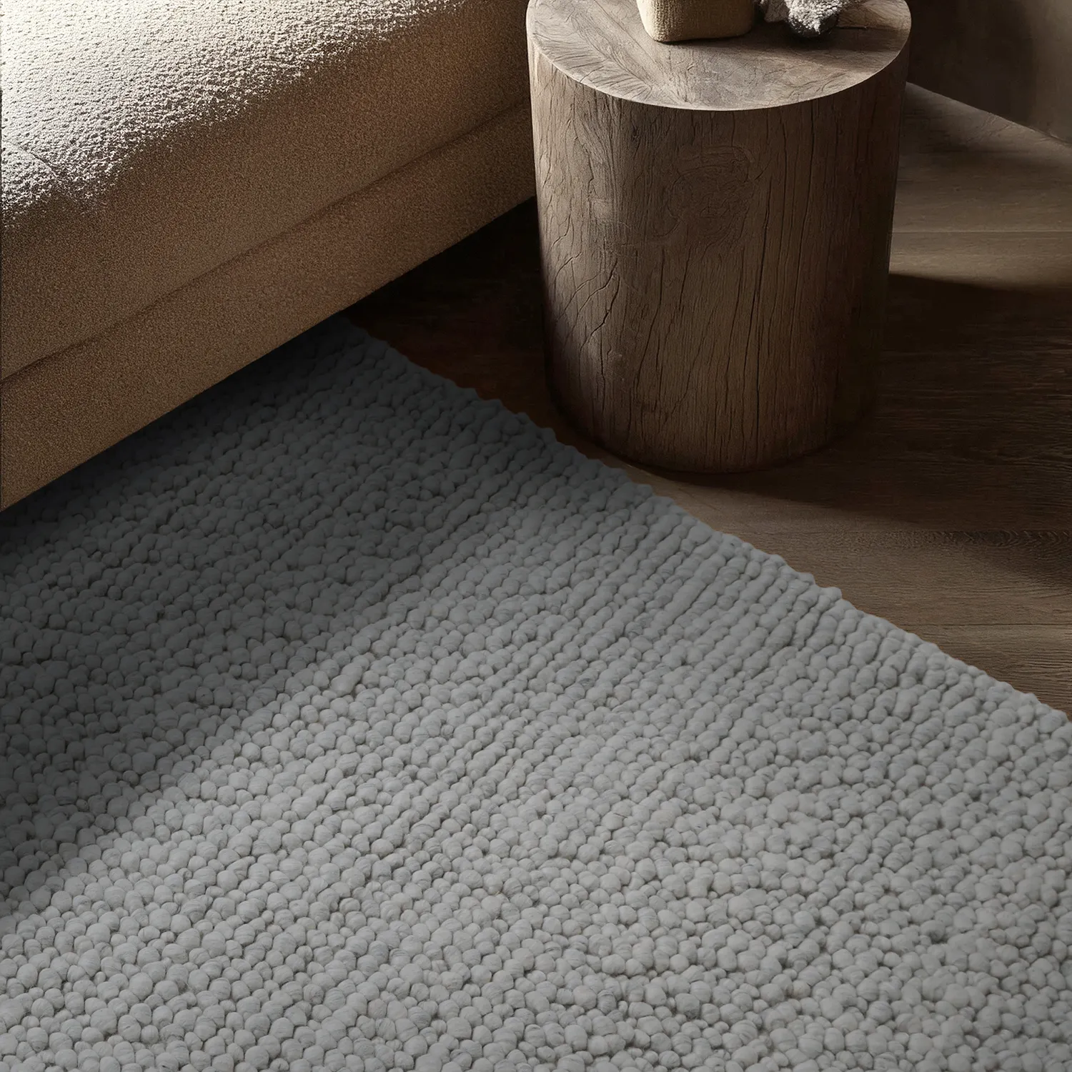 Wollen-vloerkleed - Sala Irregular Wool Bubble (lichtgrijze melange)