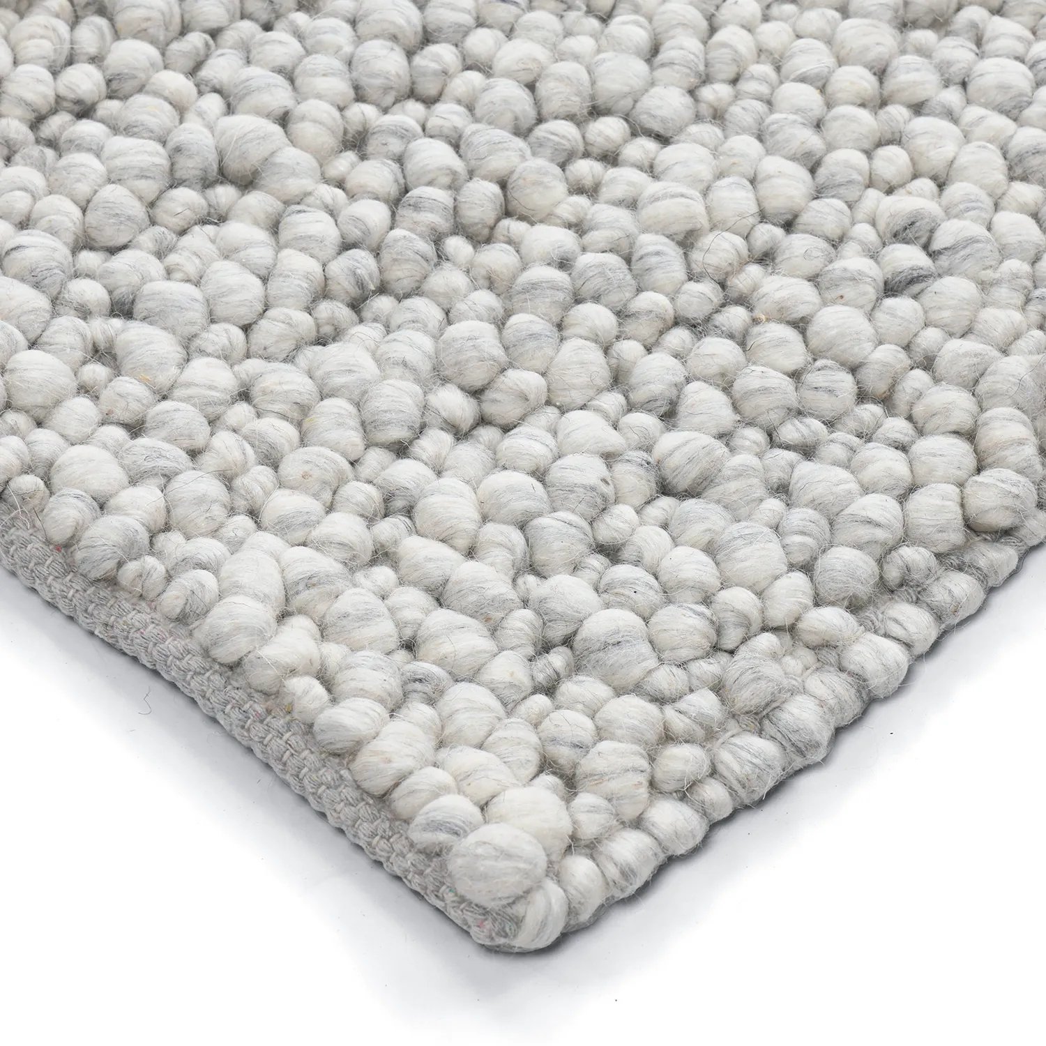 Wollen-vloerkleed - Sala Irregular Wool Bubble (lichtgrijze melange)