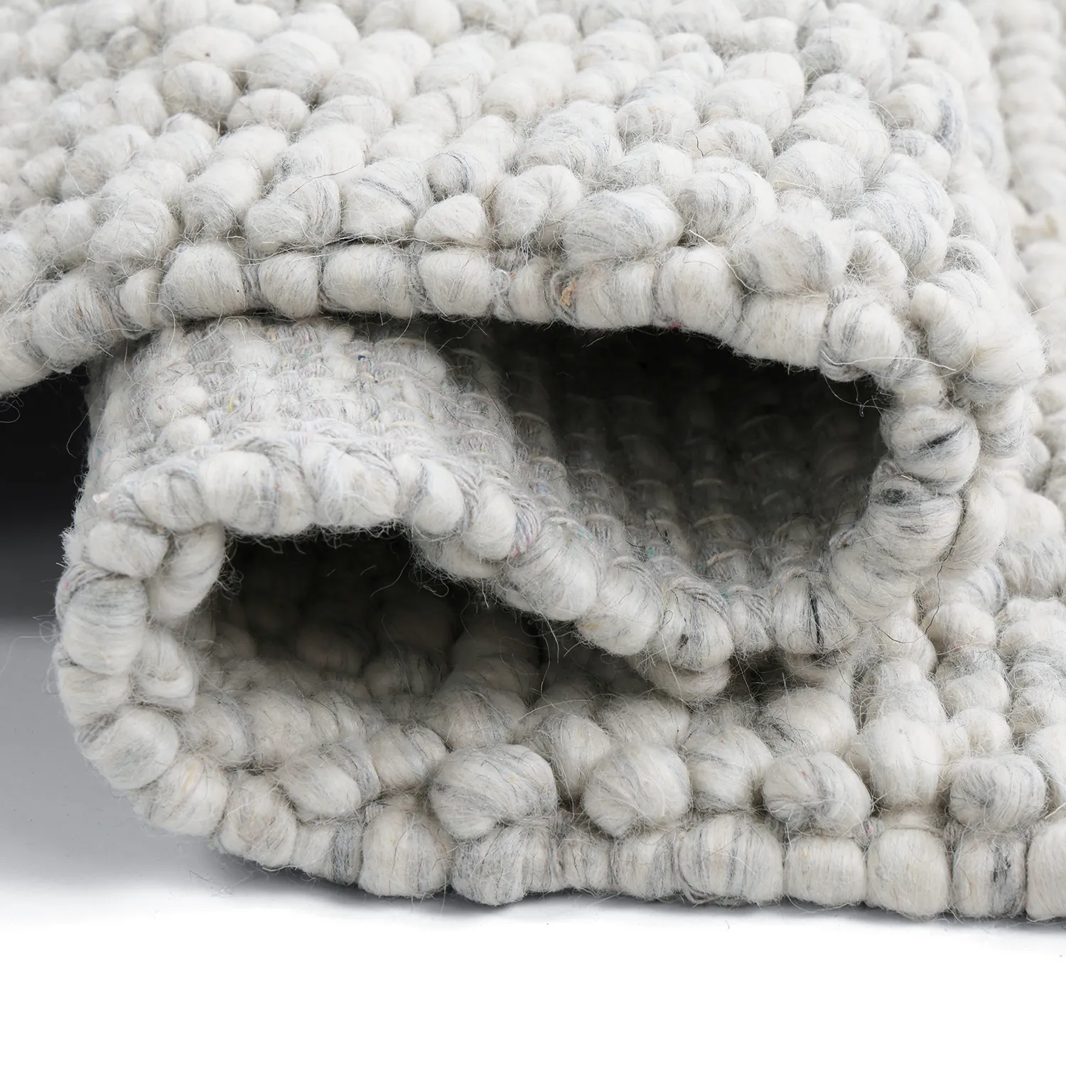 Wollen-vloerkleed - Sala Irregular Wool Bubble (lichtgrijze melange)