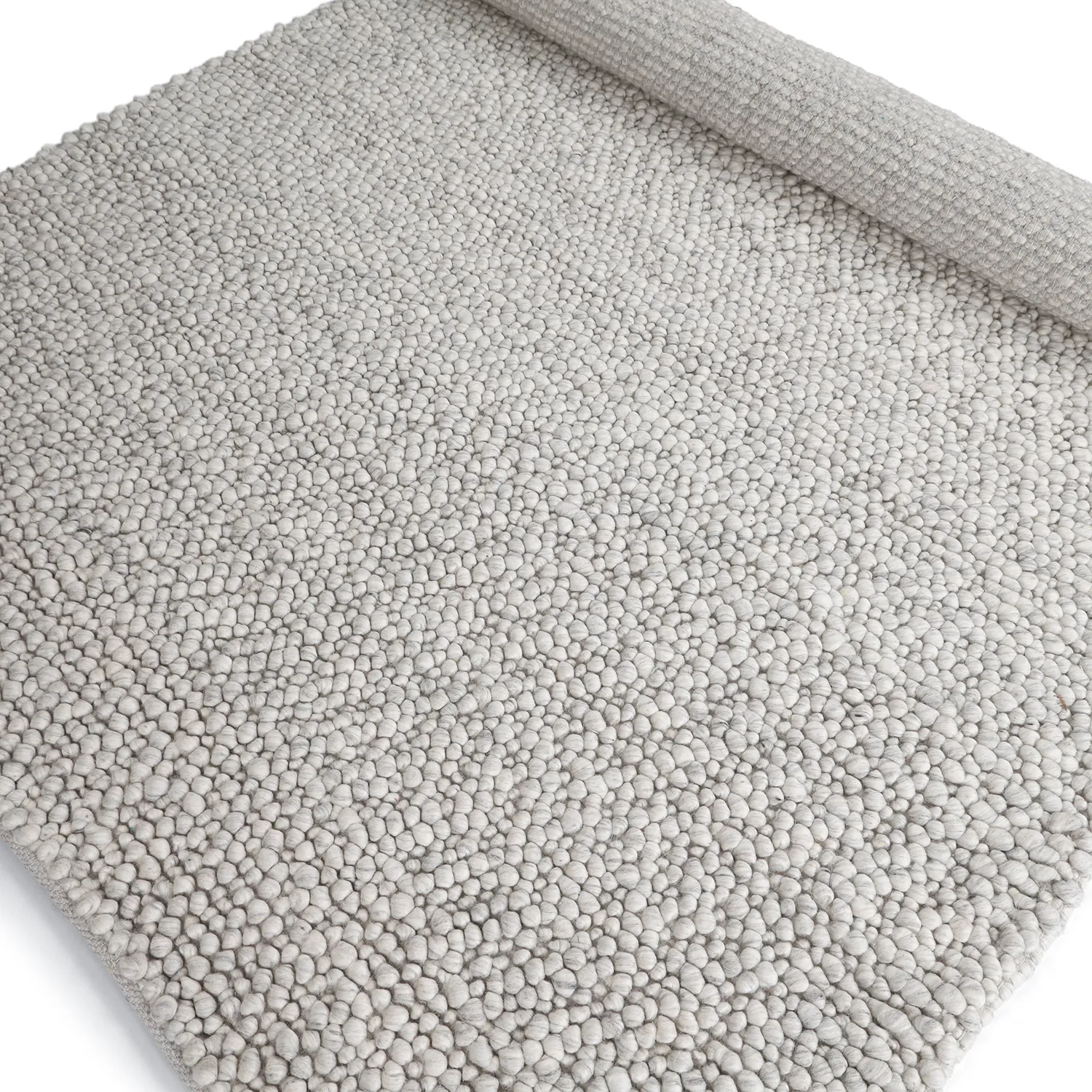 Wollen-vloerkleed - Sala Irregular Wool Bubble (lichtgrijze melange)