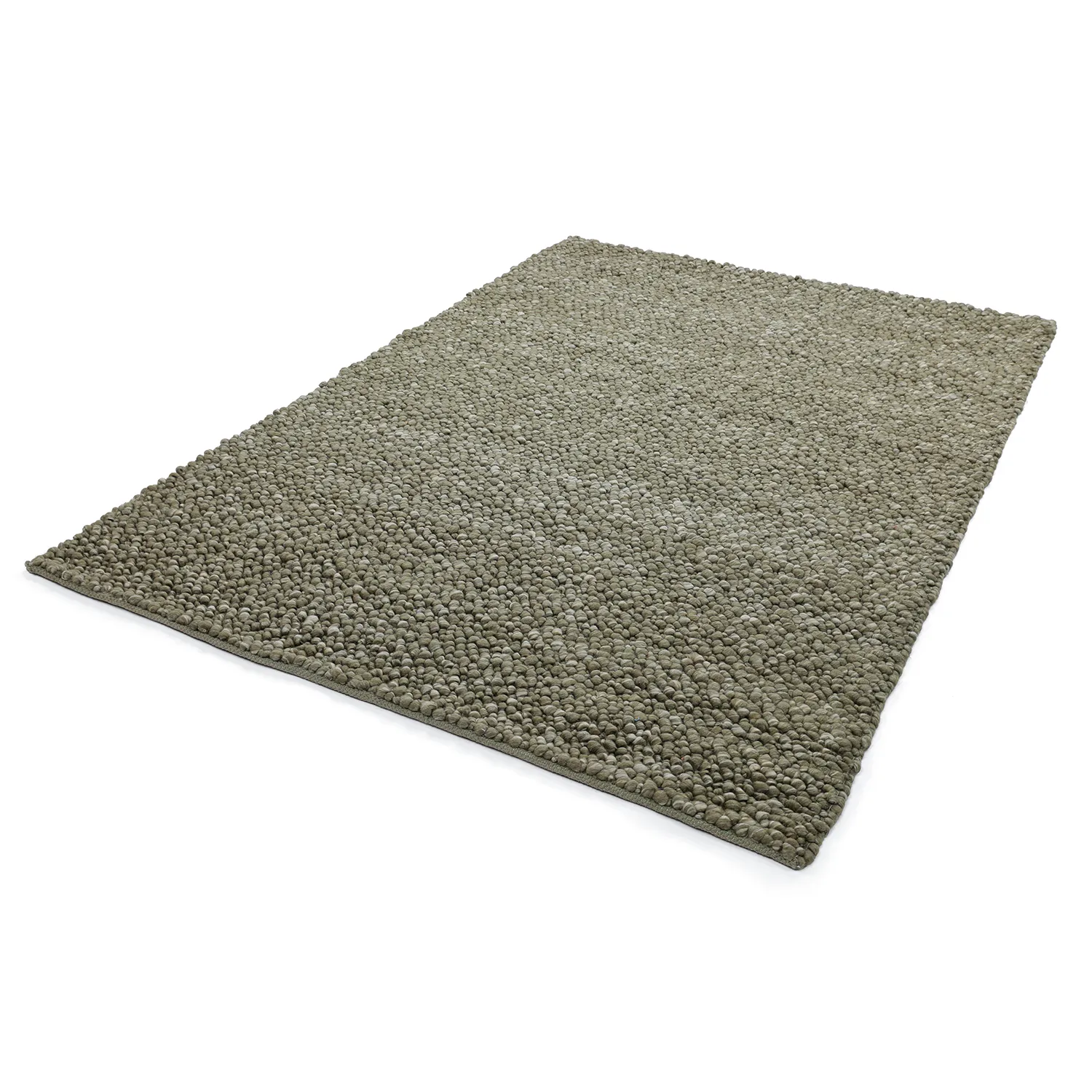 Wollen-vloerkleed - Sala Irregular Wool Bubble (mosgroen/wit melange)