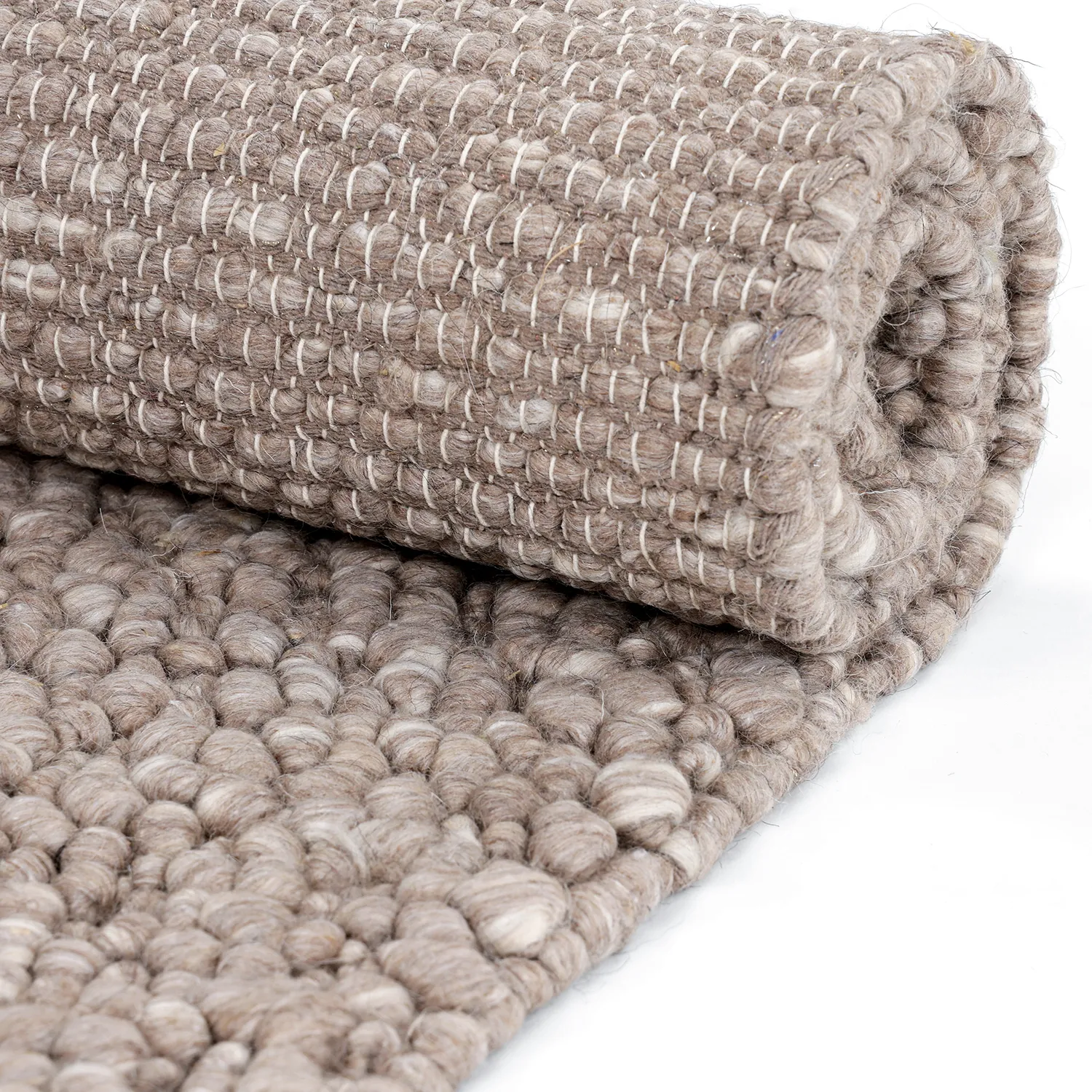 Wollen-vloerkleed - Sala Irregular Wool Bubble (taupe/wit melange)