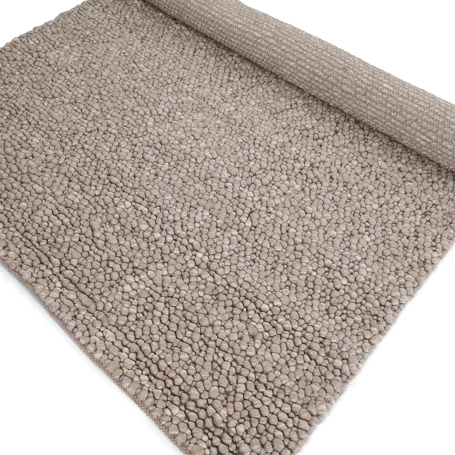 Wollen-vloerkleed - Sala Irregular Wool Bubble (taupe/wit melange)