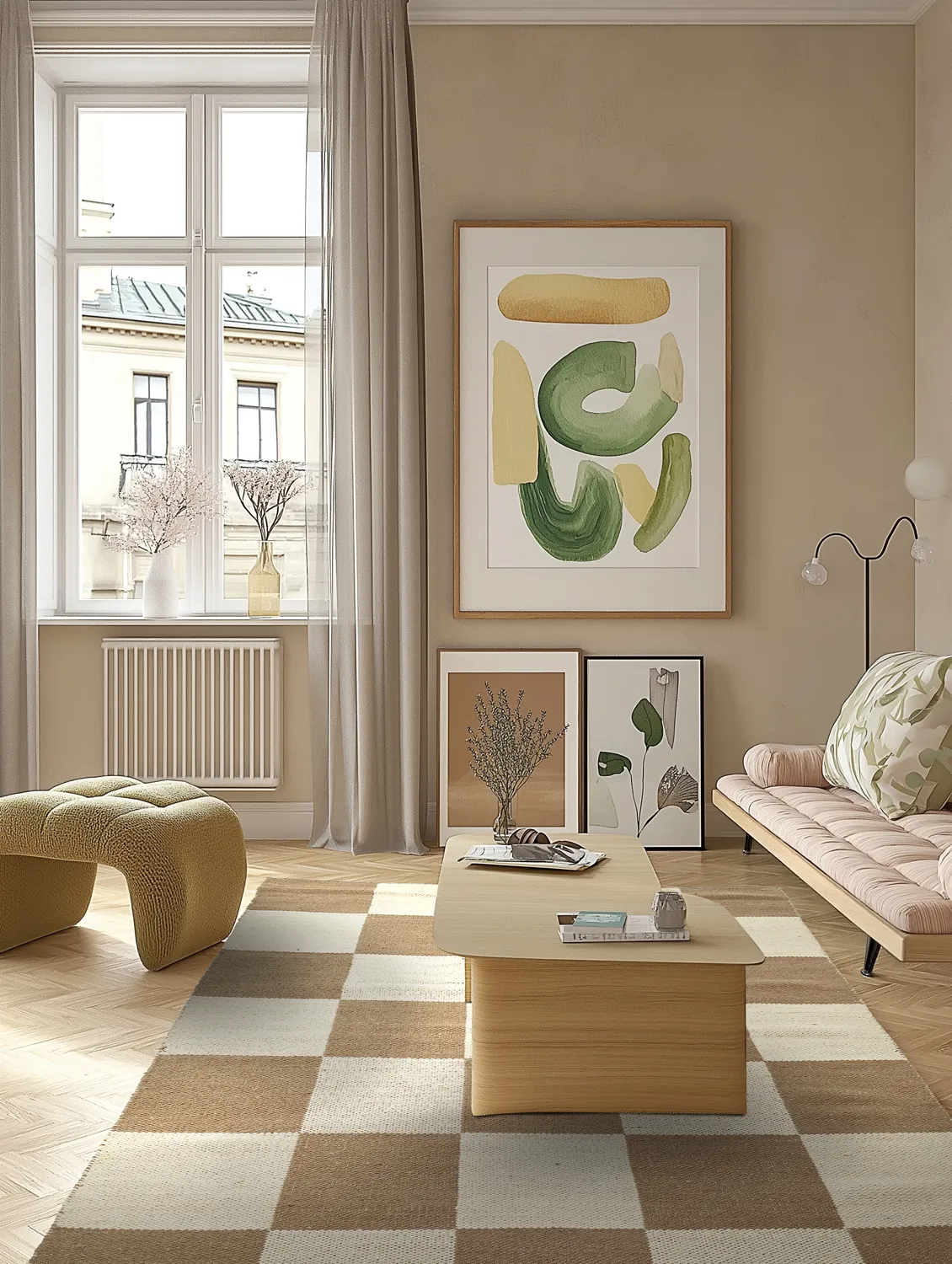 Wollen-vloerkleed - Scacco (bruin/beige)