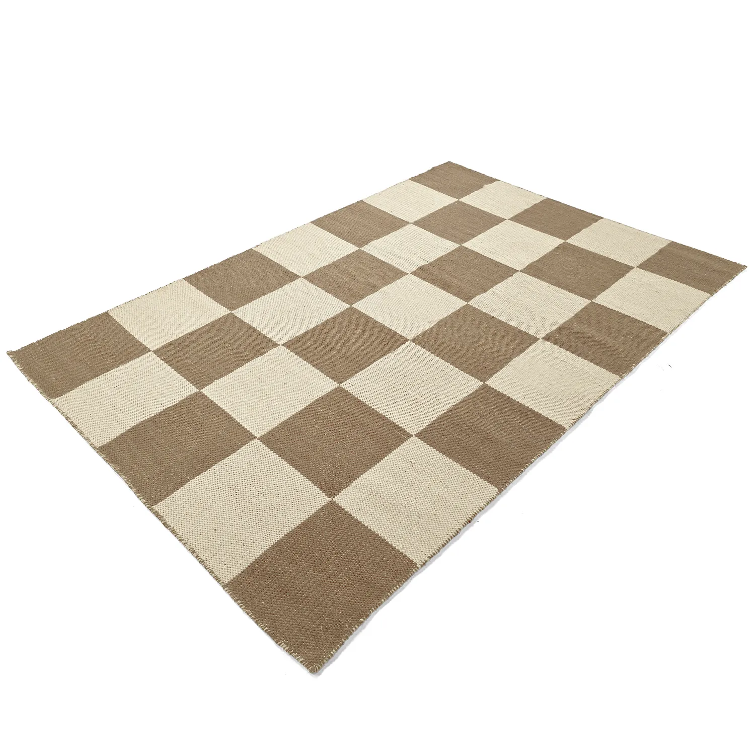 Wollen-vloerkleed - Scacco (bruin/beige)