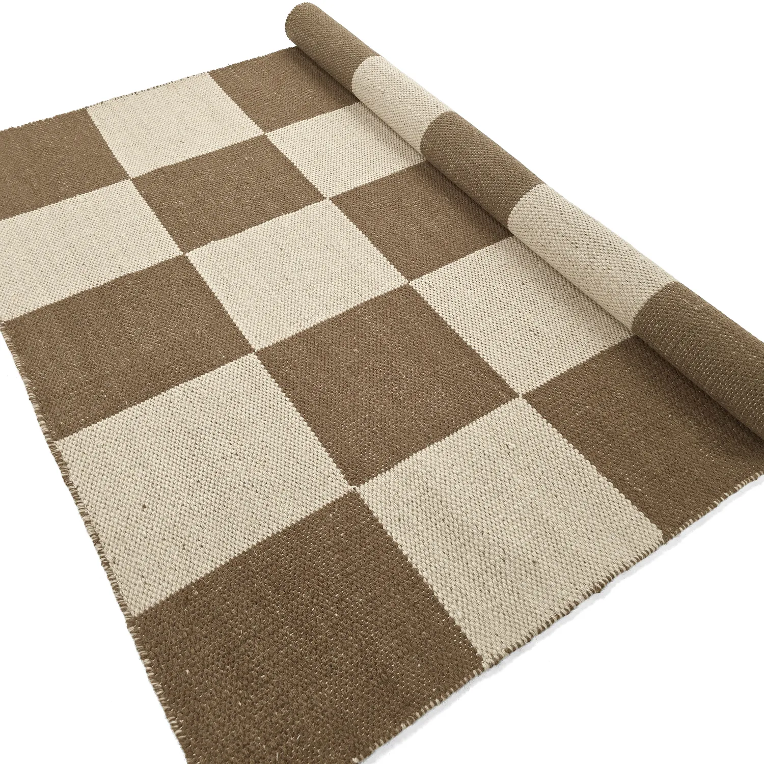 Wollen-vloerkleed - Scacco (bruin/beige)