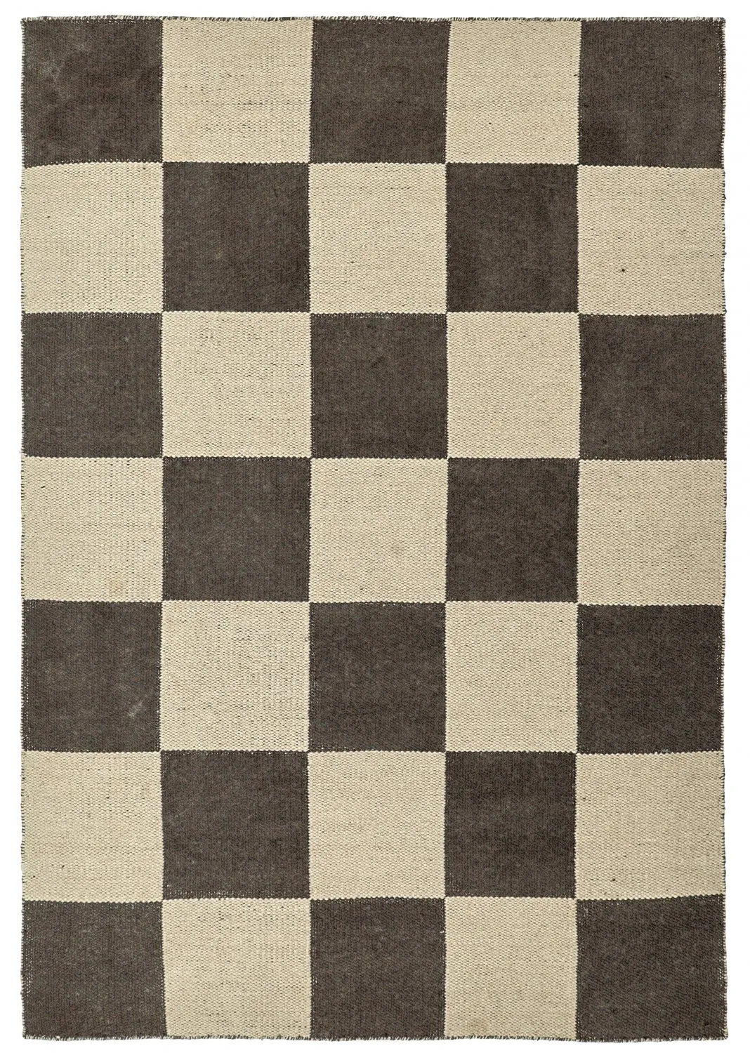 Wollen-vloerkleed - Scacco (zwart/beige)