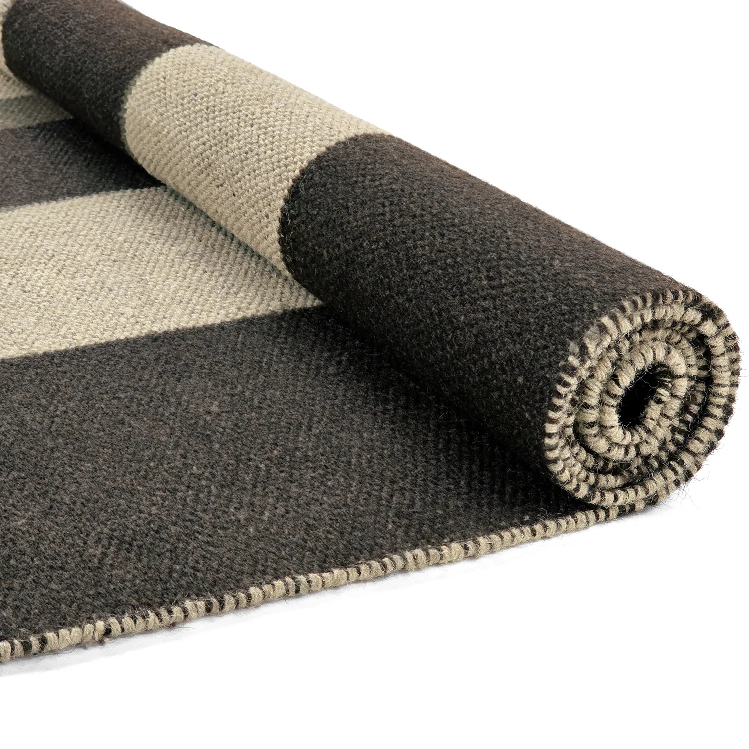 Wollen-vloerkleed - Scacco (zwart/beige)