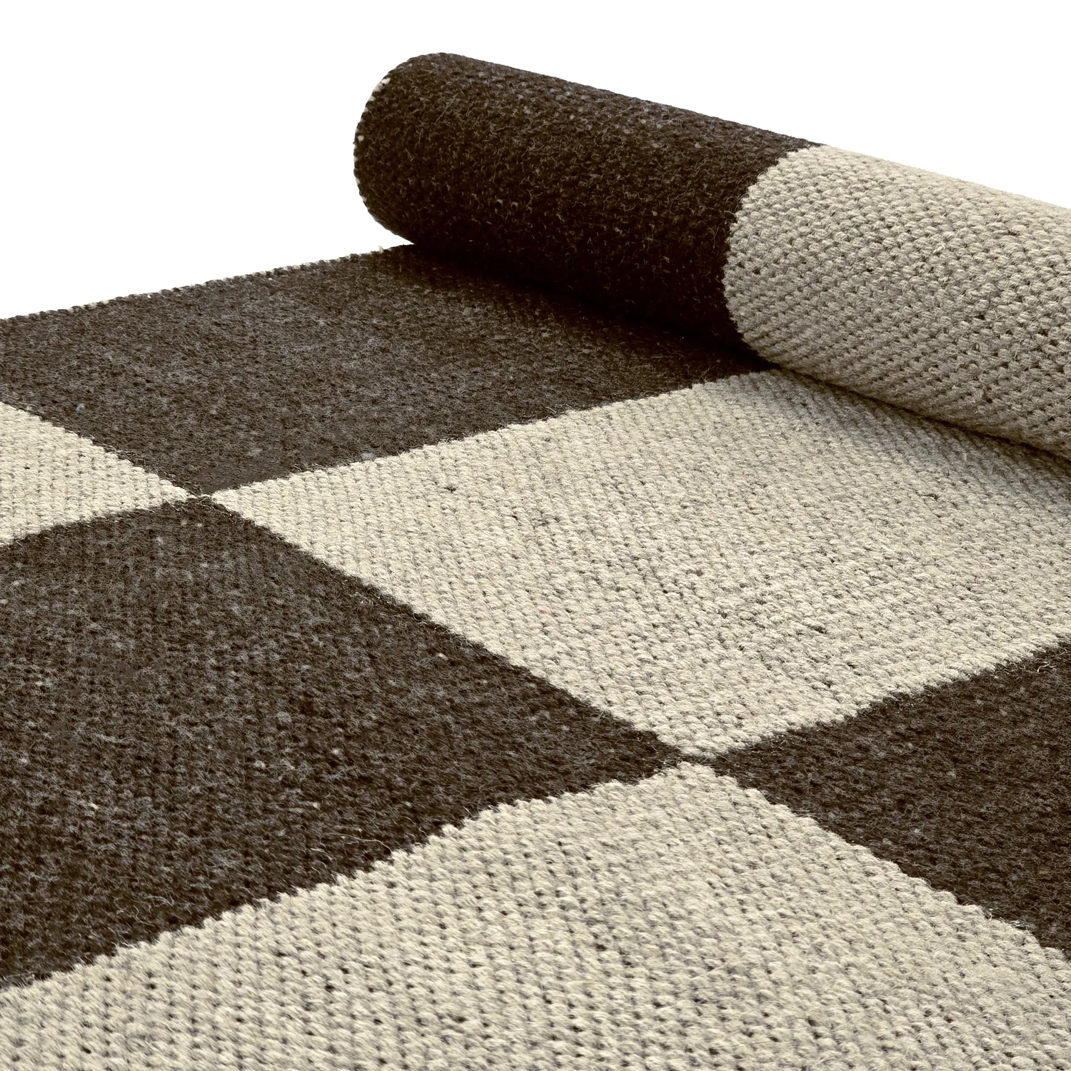 Wollen-vloerkleed - Scacco (zwart/beige)