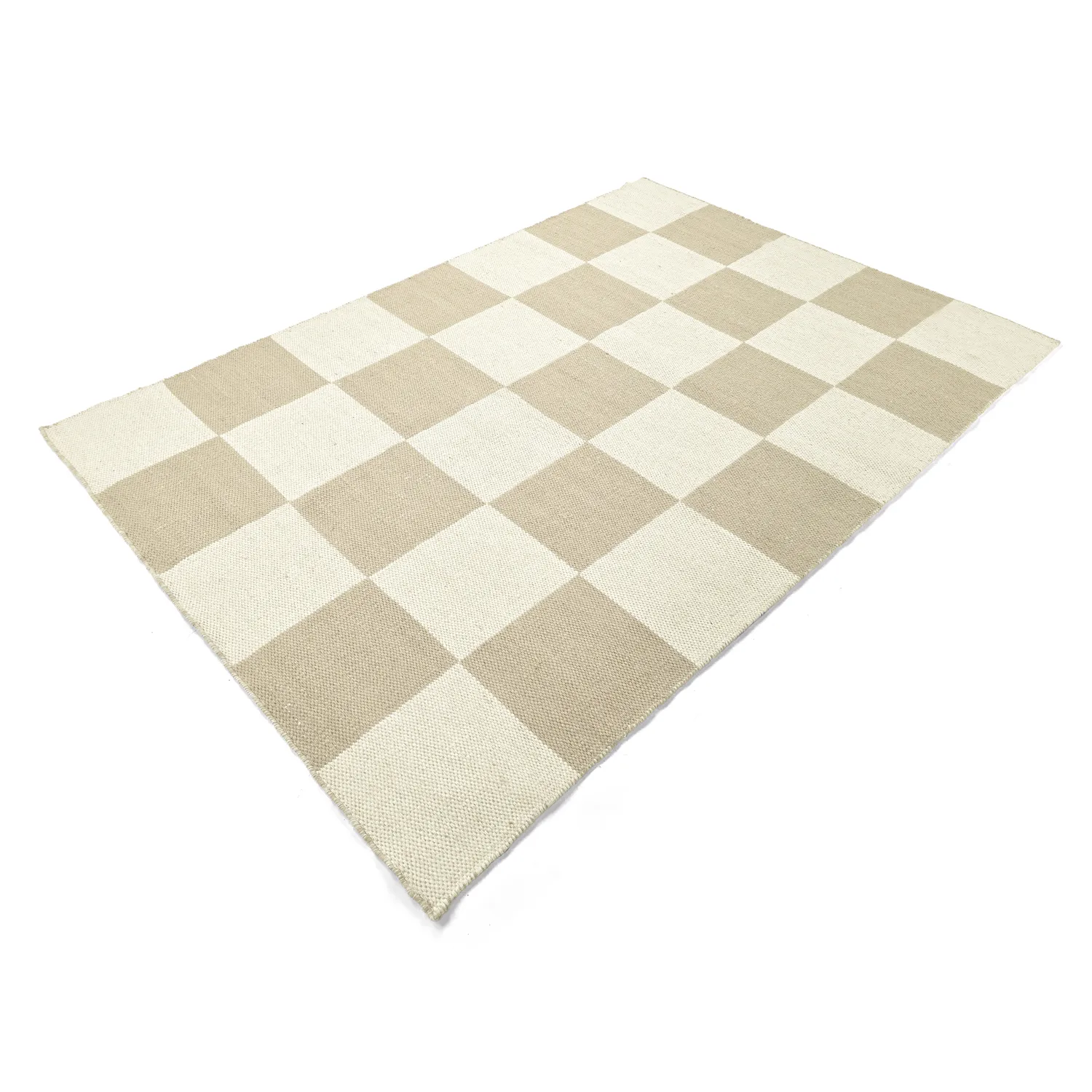 Wollen-vloerkleed - Scacco (wit/beige)