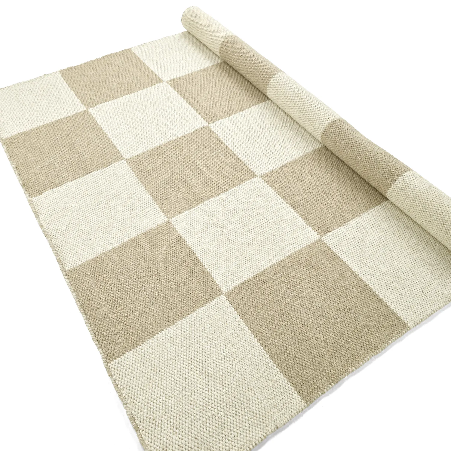 Wollen-vloerkleed - Scacco (wit/beige)