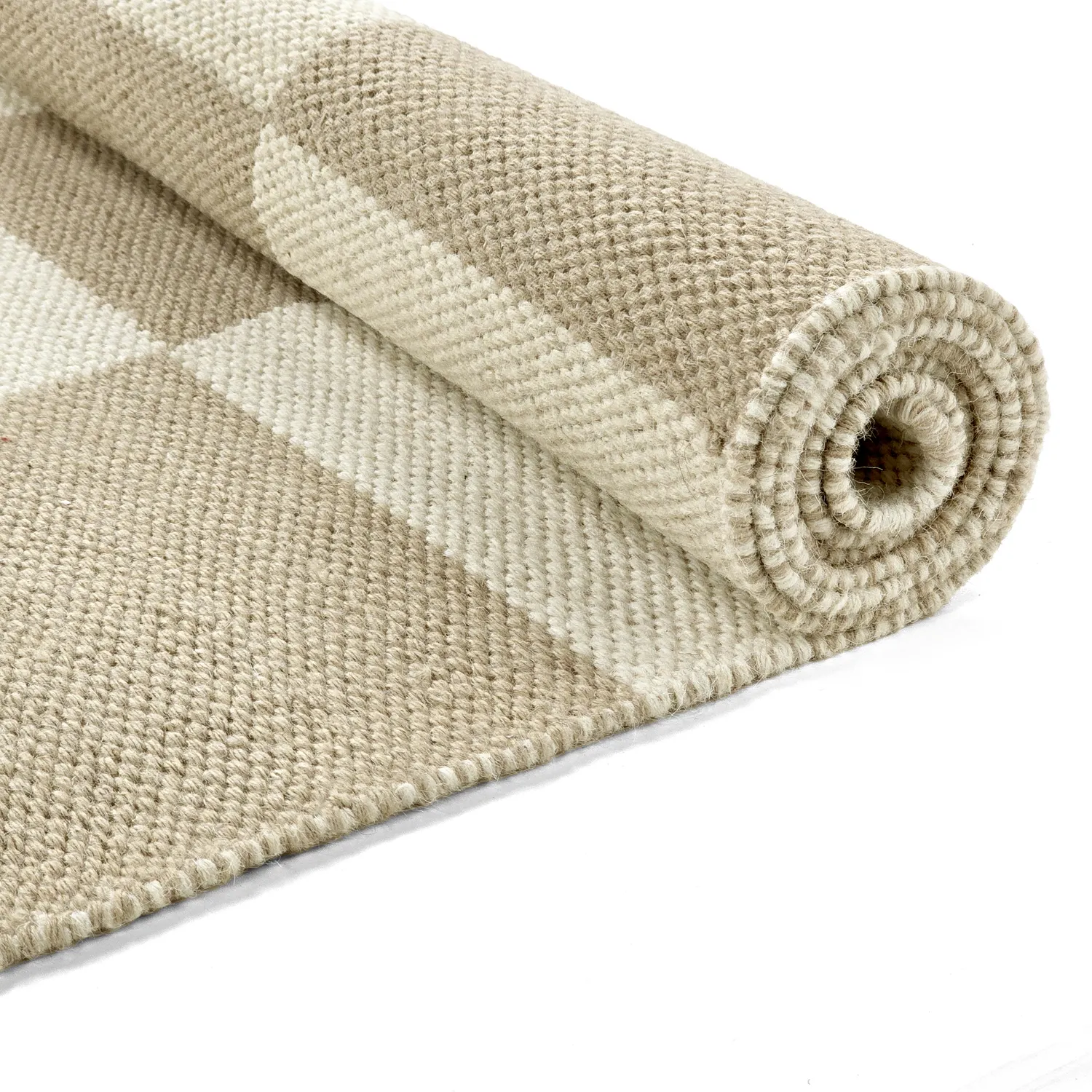 Wollen-vloerkleed - Scacco (wit/beige)
