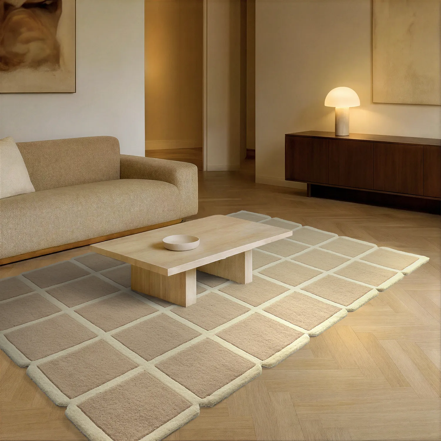 Wollen-vloerkleed - Syl Hand Tufted Wool Premium (beige/crème)
