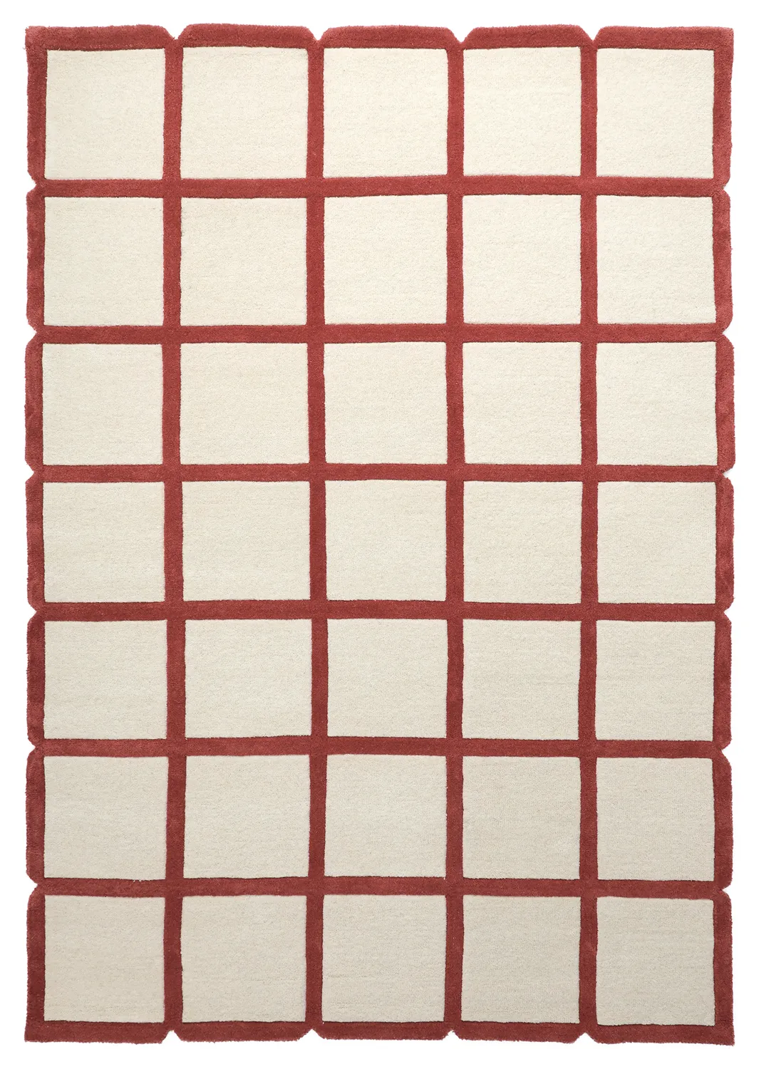Wollen-vloerkleed - Syl Hand Tufted Wool Premium (rood/wit)