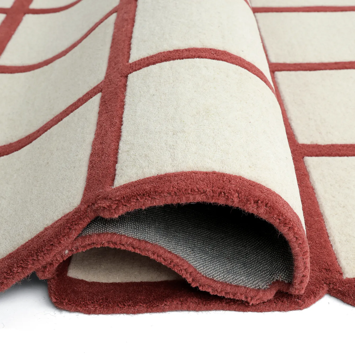 Wollen-vloerkleed - Syl Hand Tufted Wool Premium (rood/wit)
