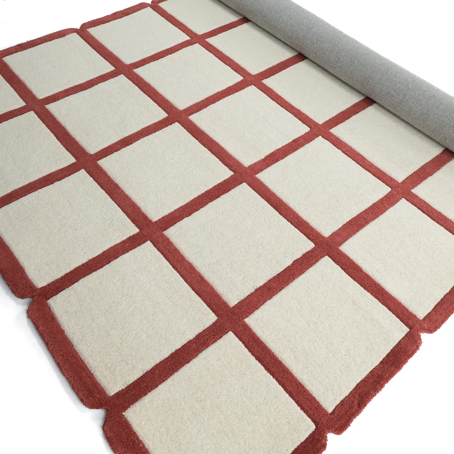 Wollen-vloerkleed - Syl Hand Tufted Wool Premium (rood/wit)