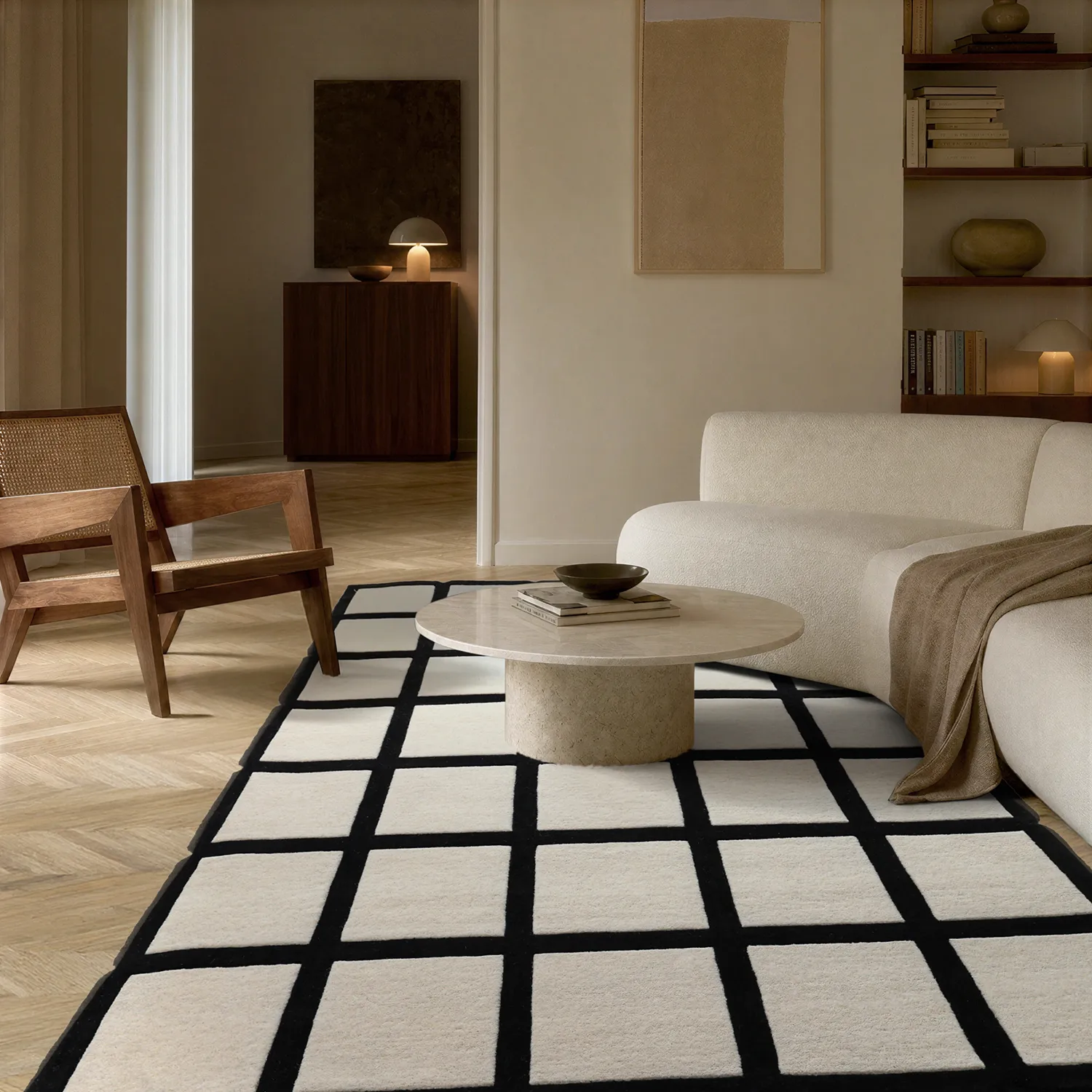 Wollen-vloerkleed - Syl Hand Tufted Wool Premium (zwart/wit)