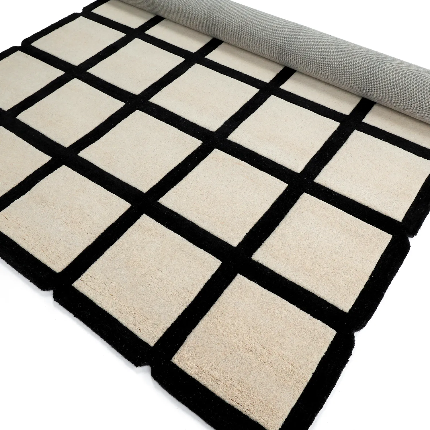 Wollen-vloerkleed - Syl Hand Tufted Wool Premium (zwart/wit)