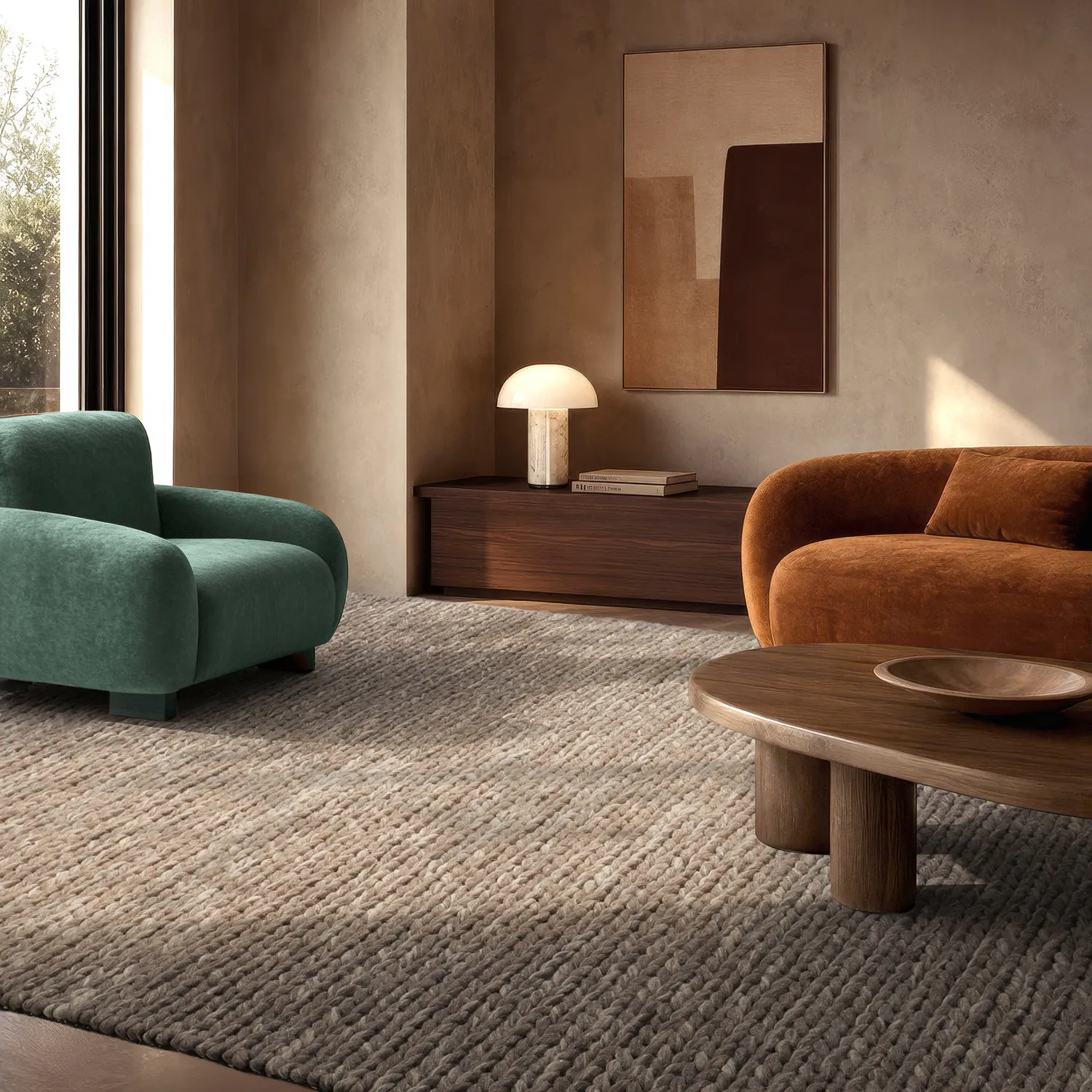 Wollen-vloerkleed - Talvia Braided Wool (bruin/beige)