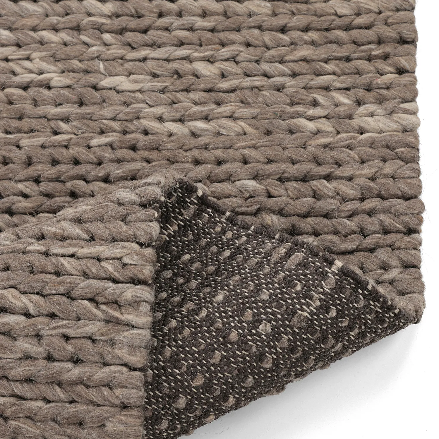 Wollen-vloerkleed - Talvia Braided Wool (bruin/beige)
