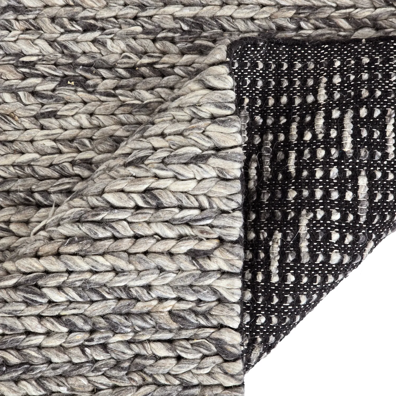 Wollen-vloerkleed - Talvia Braided Wool (donkergrijs)