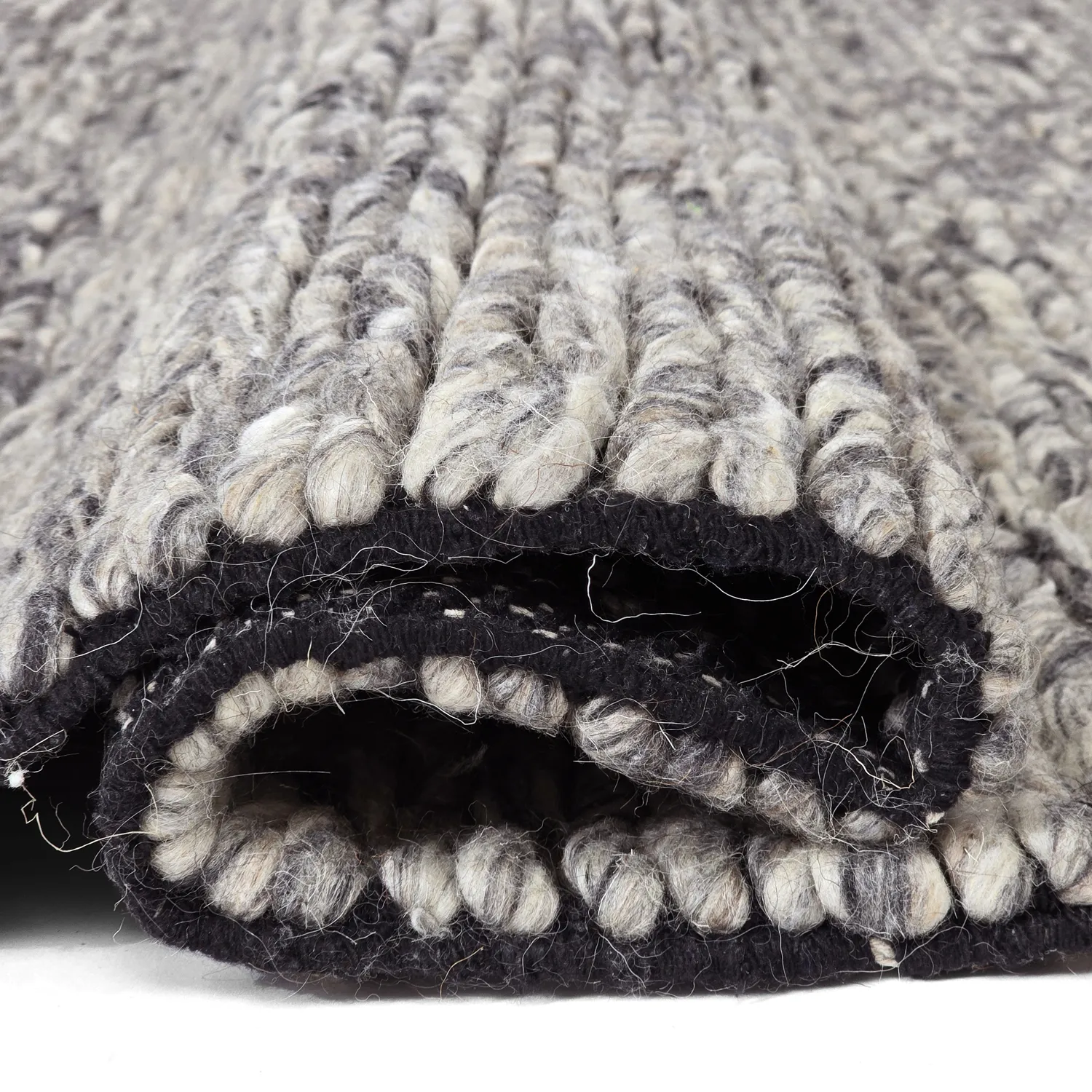 Wollen-vloerkleed - Talvia Braided Wool (donkergrijs)