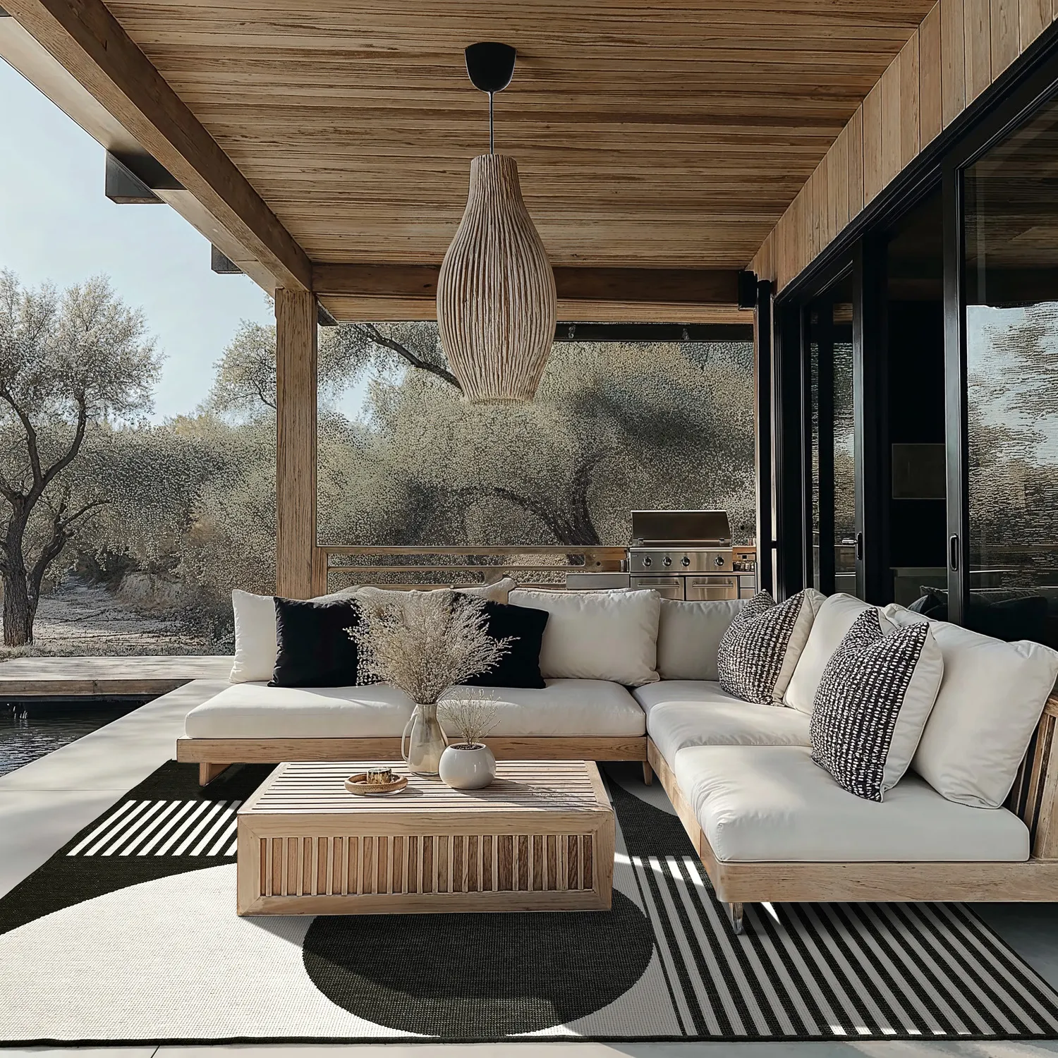 Vloerkleden voor binnen en buiten - Aurora (zwart/wit)