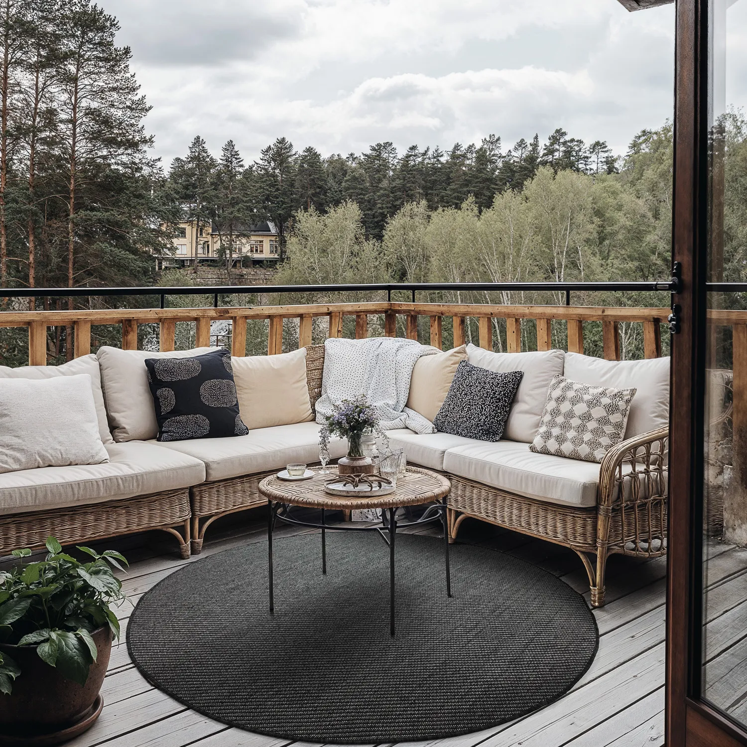 Rond vloerkleed - Indoor/Outdoor Bennett (zwart)