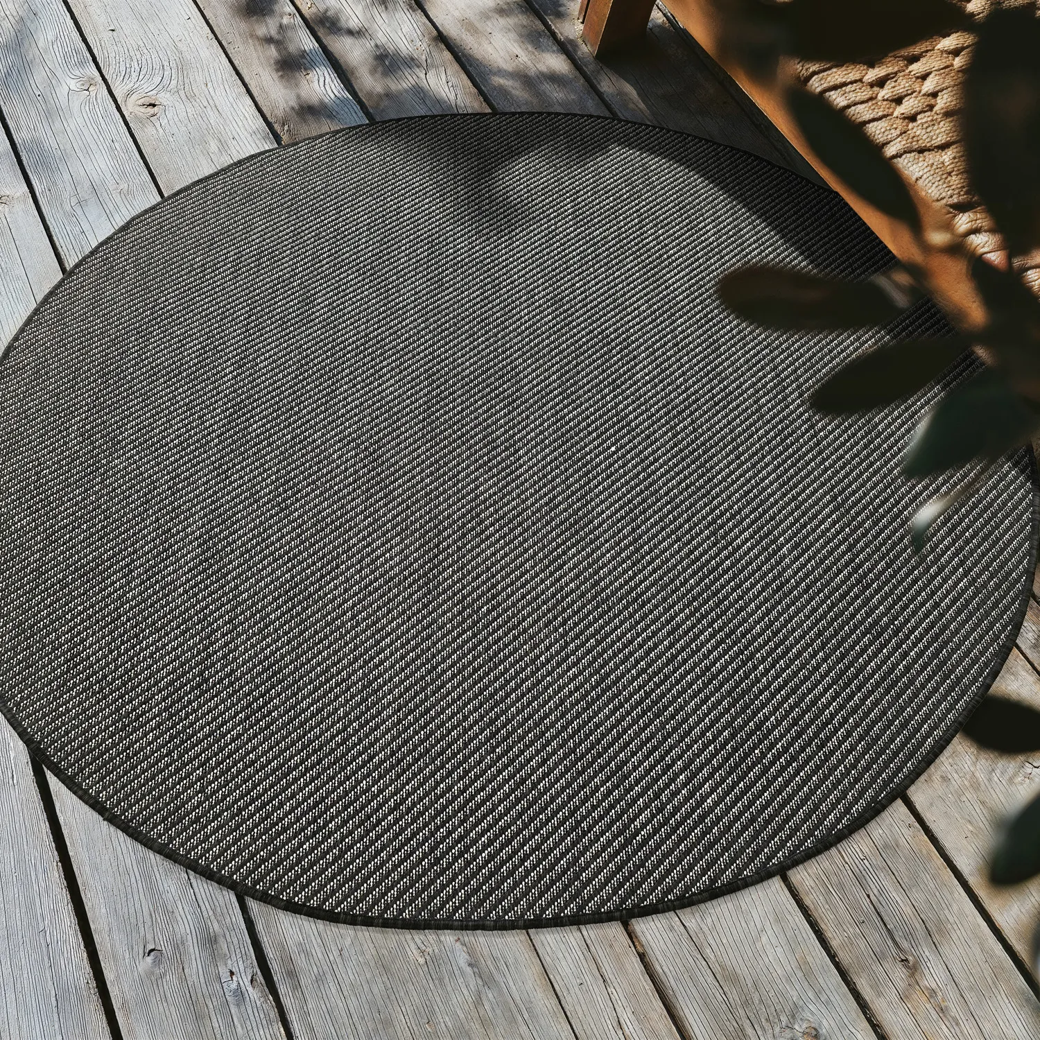 Rond vloerkleed - Indoor/Outdoor Bennett (zwart)