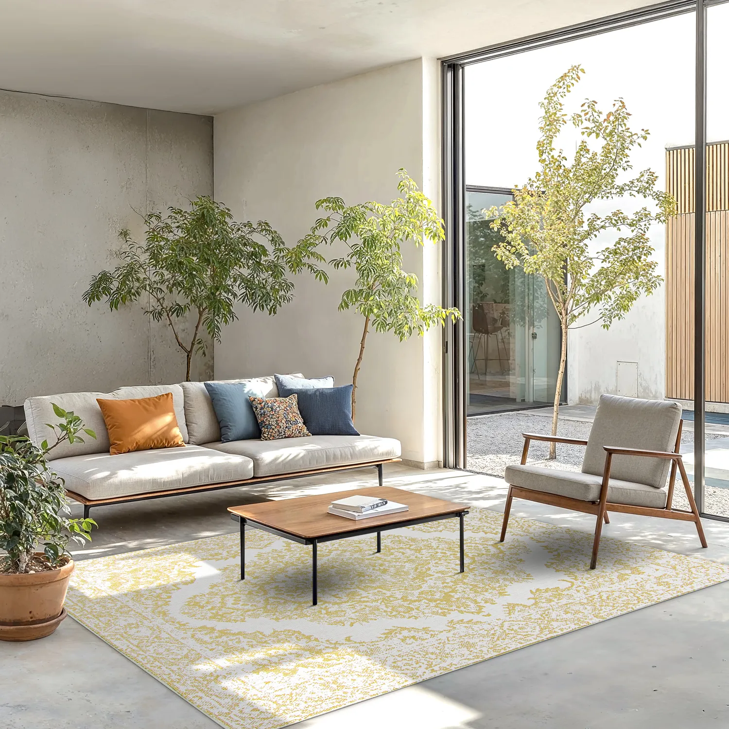 Vloerkleden voor binnen en buiten - Boyd (geel)