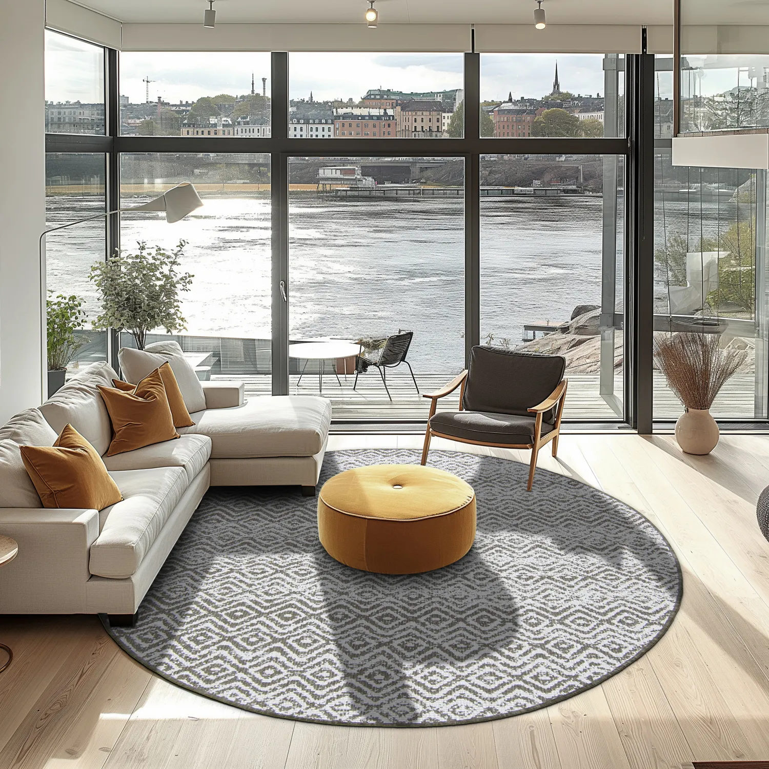 Rond vloerkleed - Harstad (bruine)