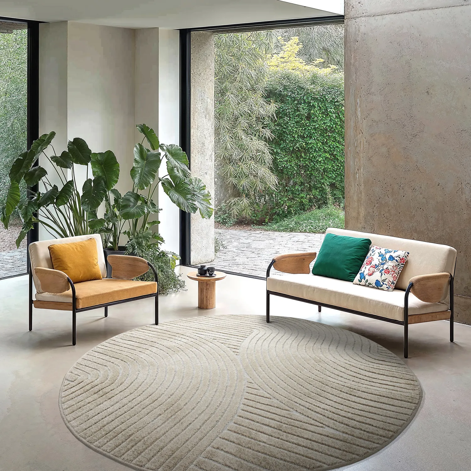 Rond vloerkleed - Indoor/Outdoor Devon (beige)