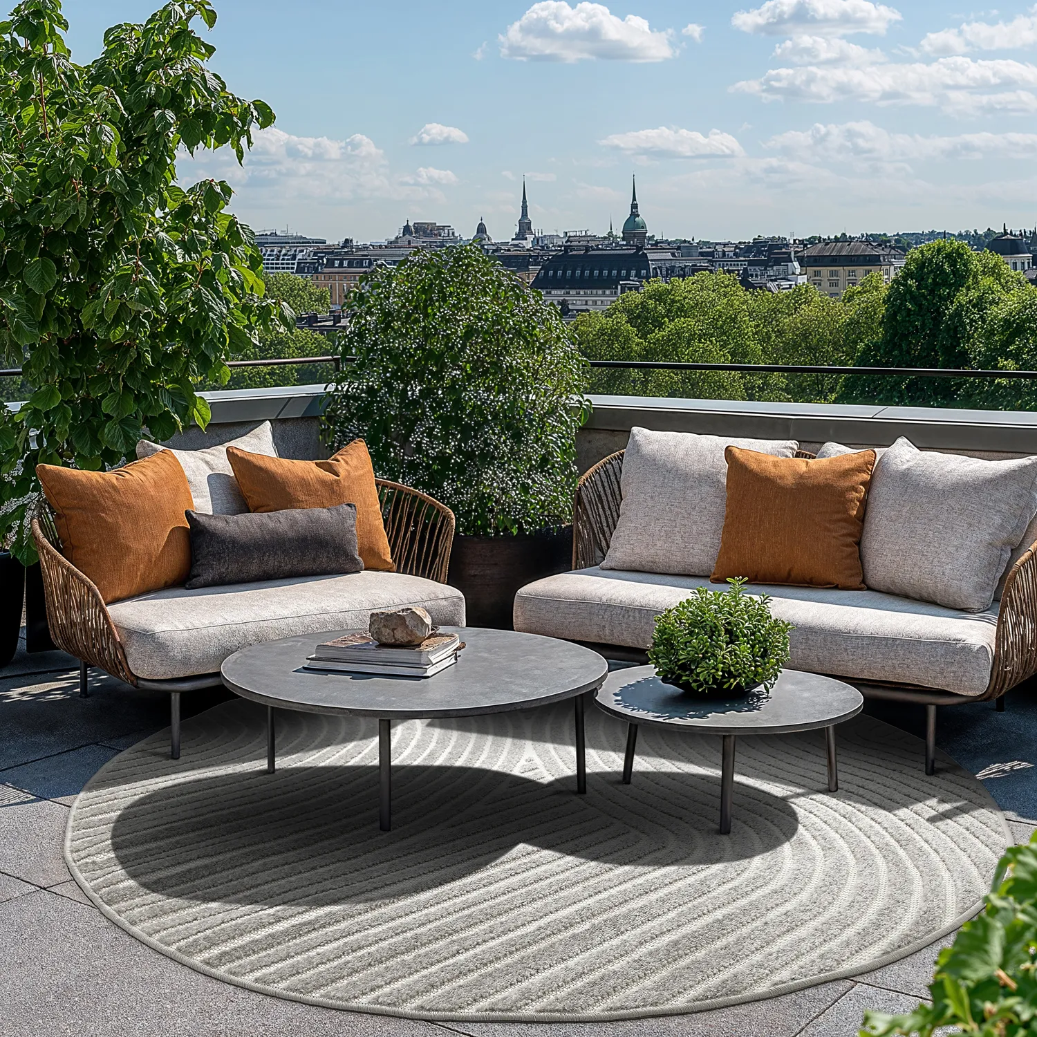 Rond vloerkleed - Indoor/Outdoor Devon (grijs)