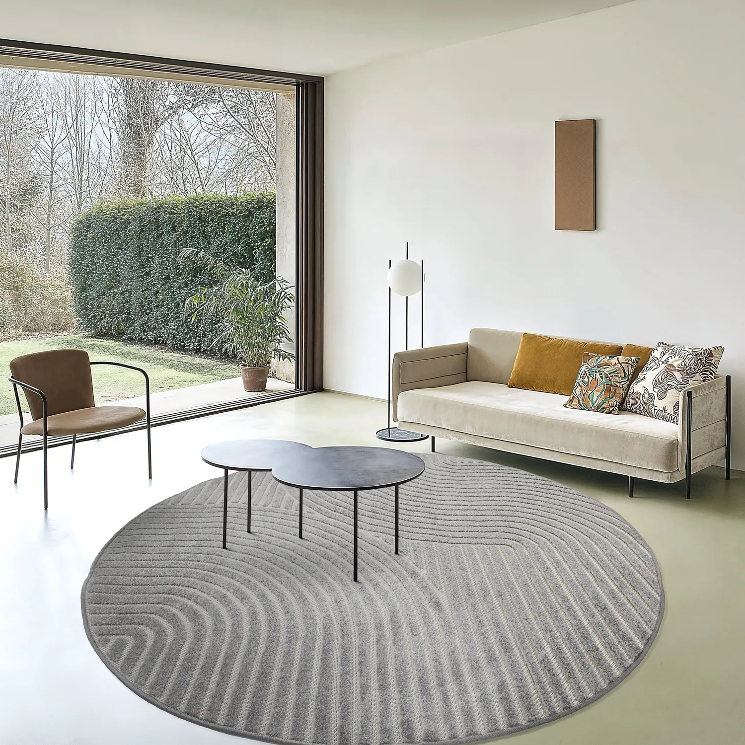 Rond vloerkleed - Indoor/Outdoor Devon (grijs)