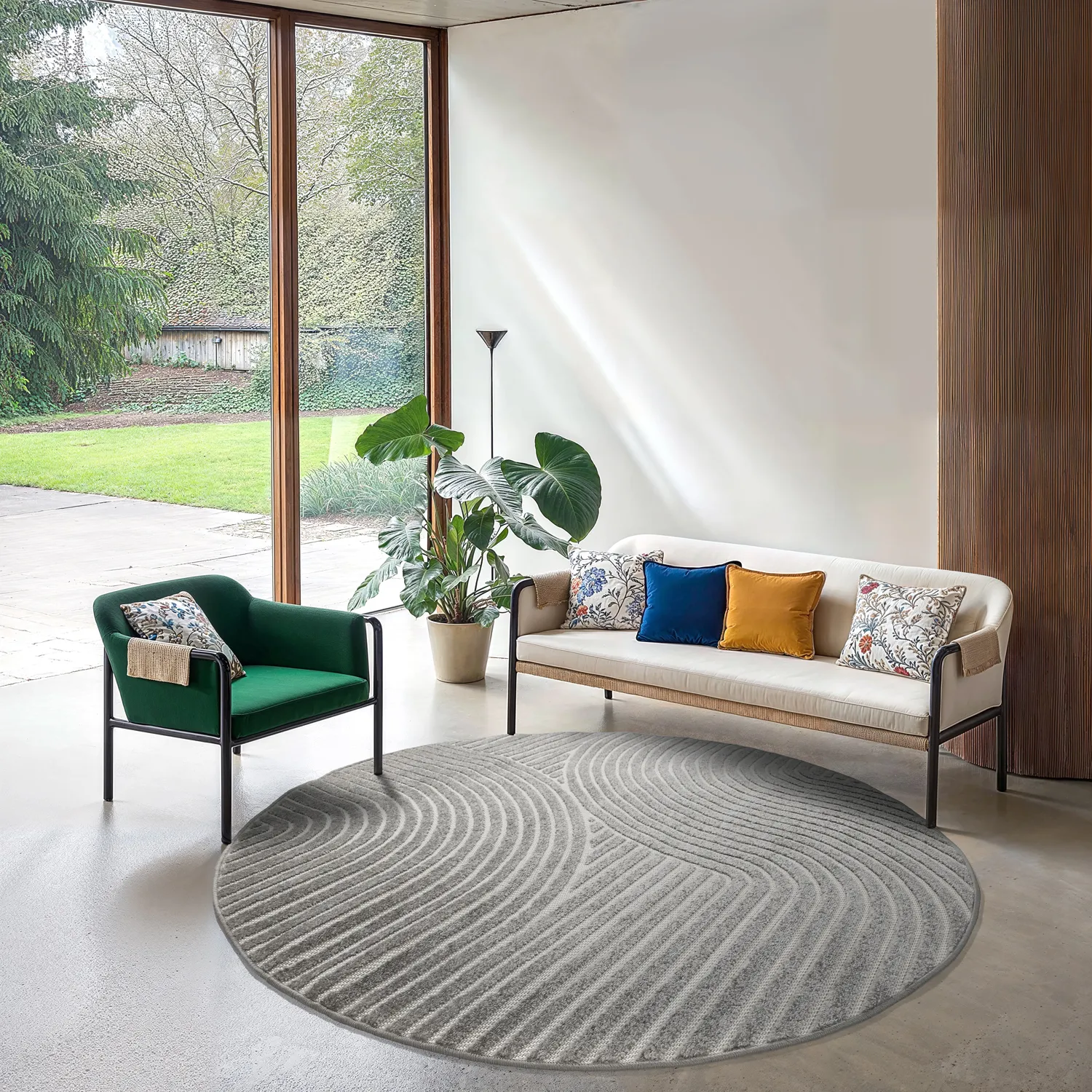 Rond vloerkleed - Indoor/Outdoor Devon (grijs)